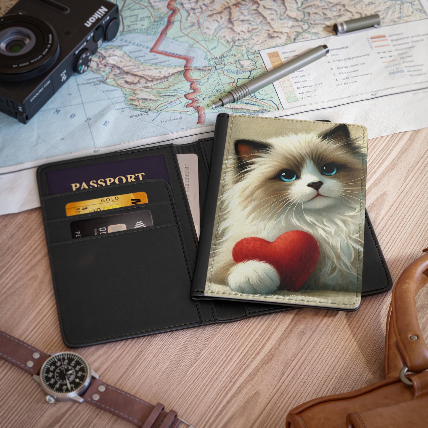 Cat Lover - Passport Cover - Travel Wallet   