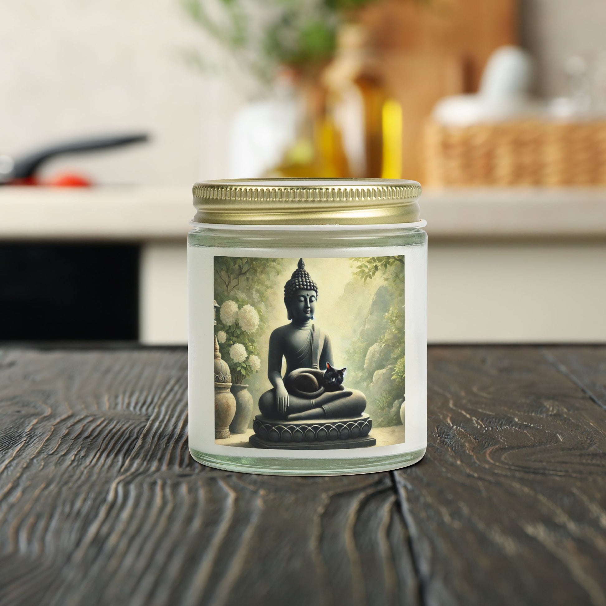 Cat Naps With Buddha - Scented Coconut Apricot Candles 4oz   