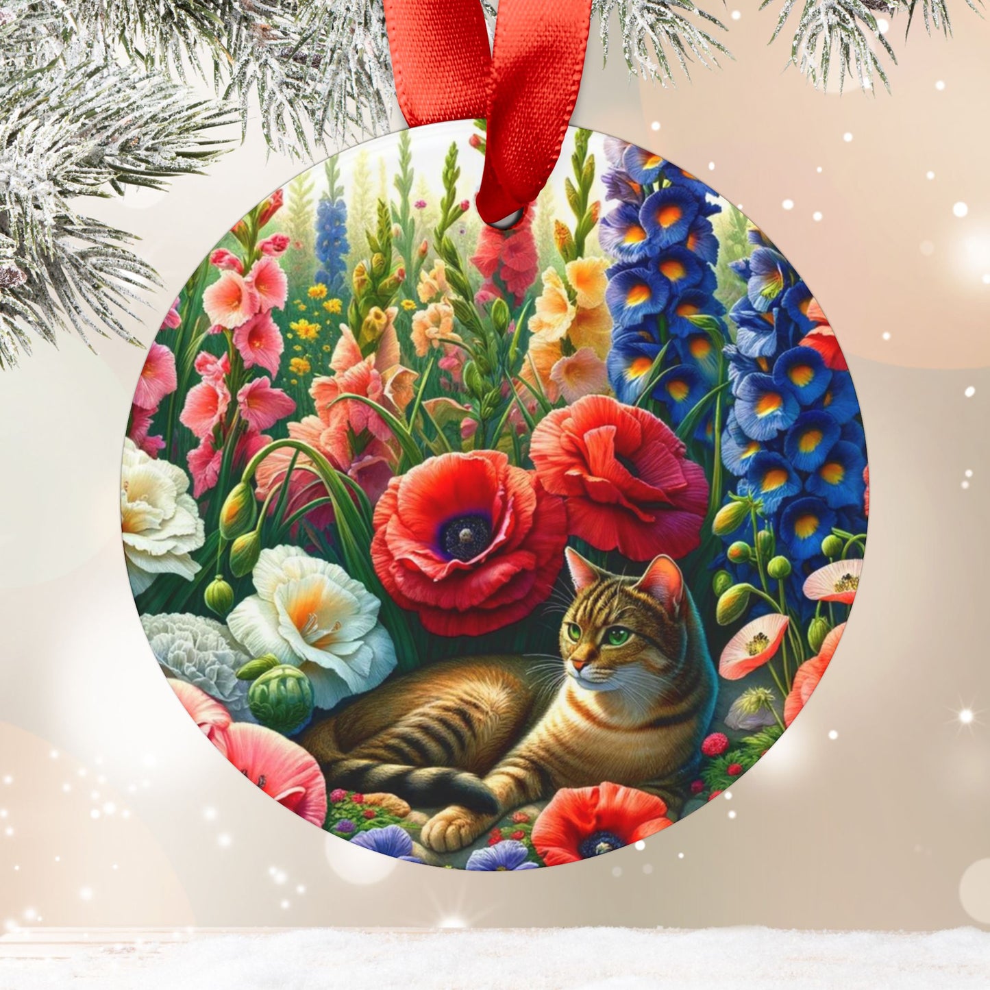 August Birth Flower - Cat Lover - Ornament   