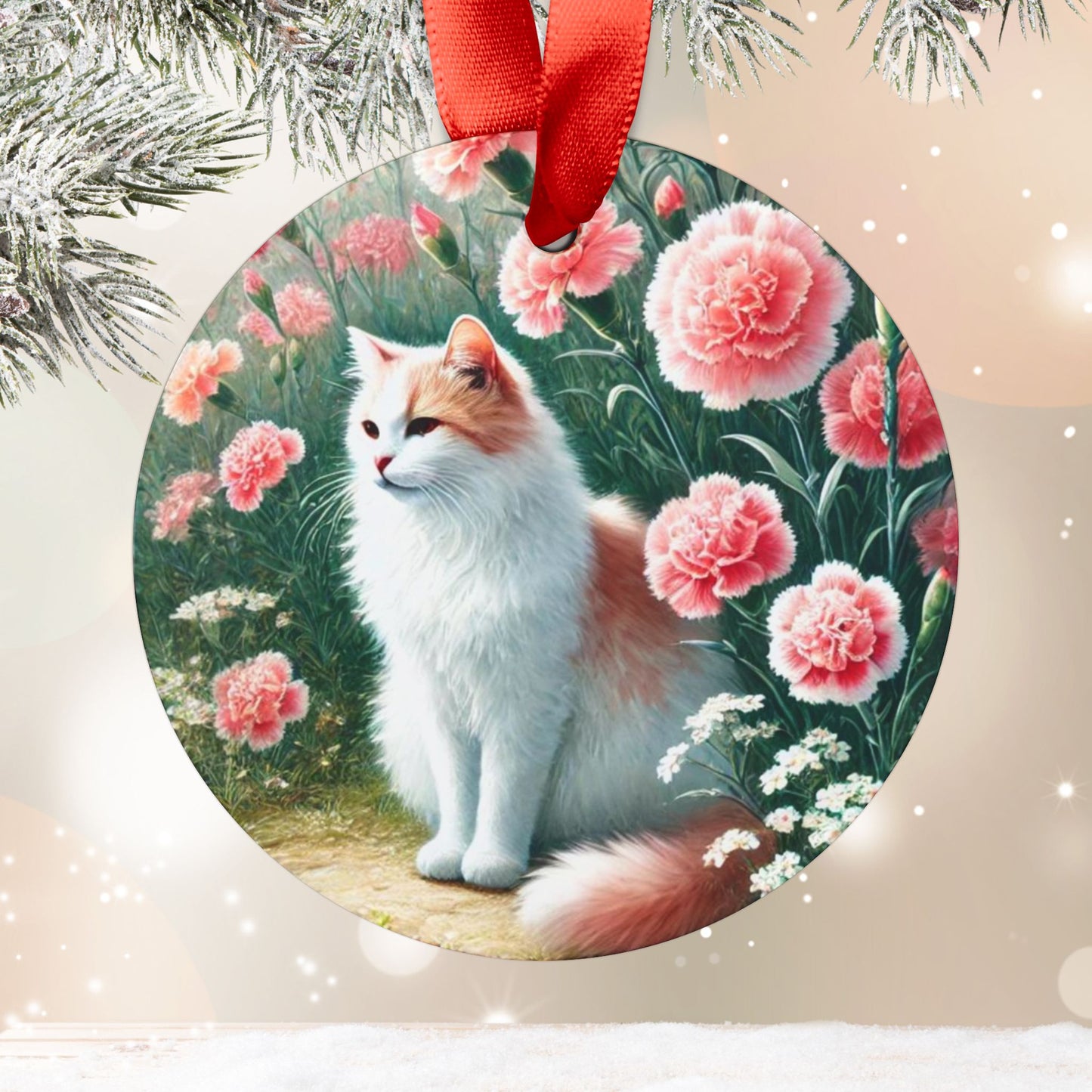 January Birth Flower Ornament - Cat Lover - Ornament   