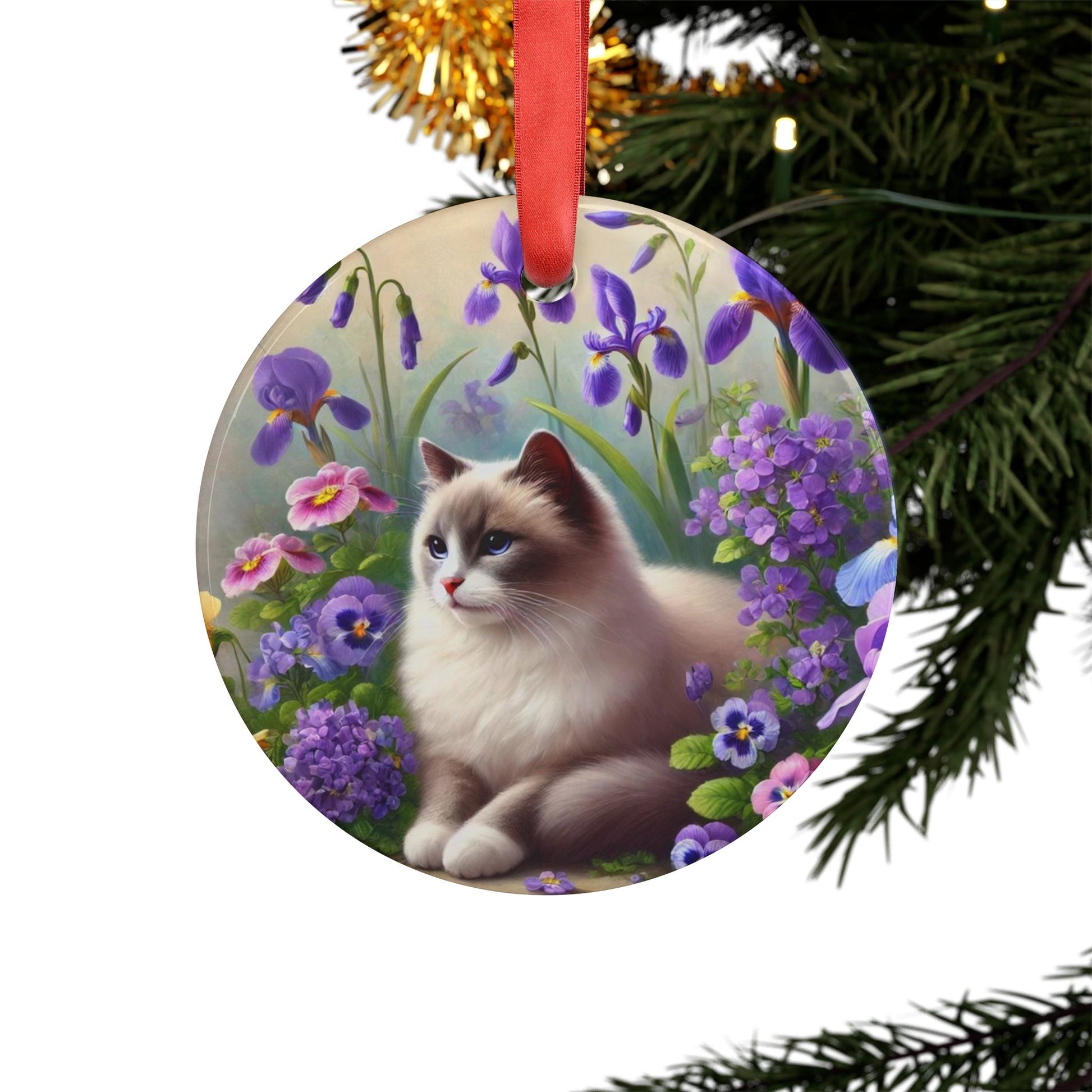 February Birth Flower - Cat Lover - Ornament   