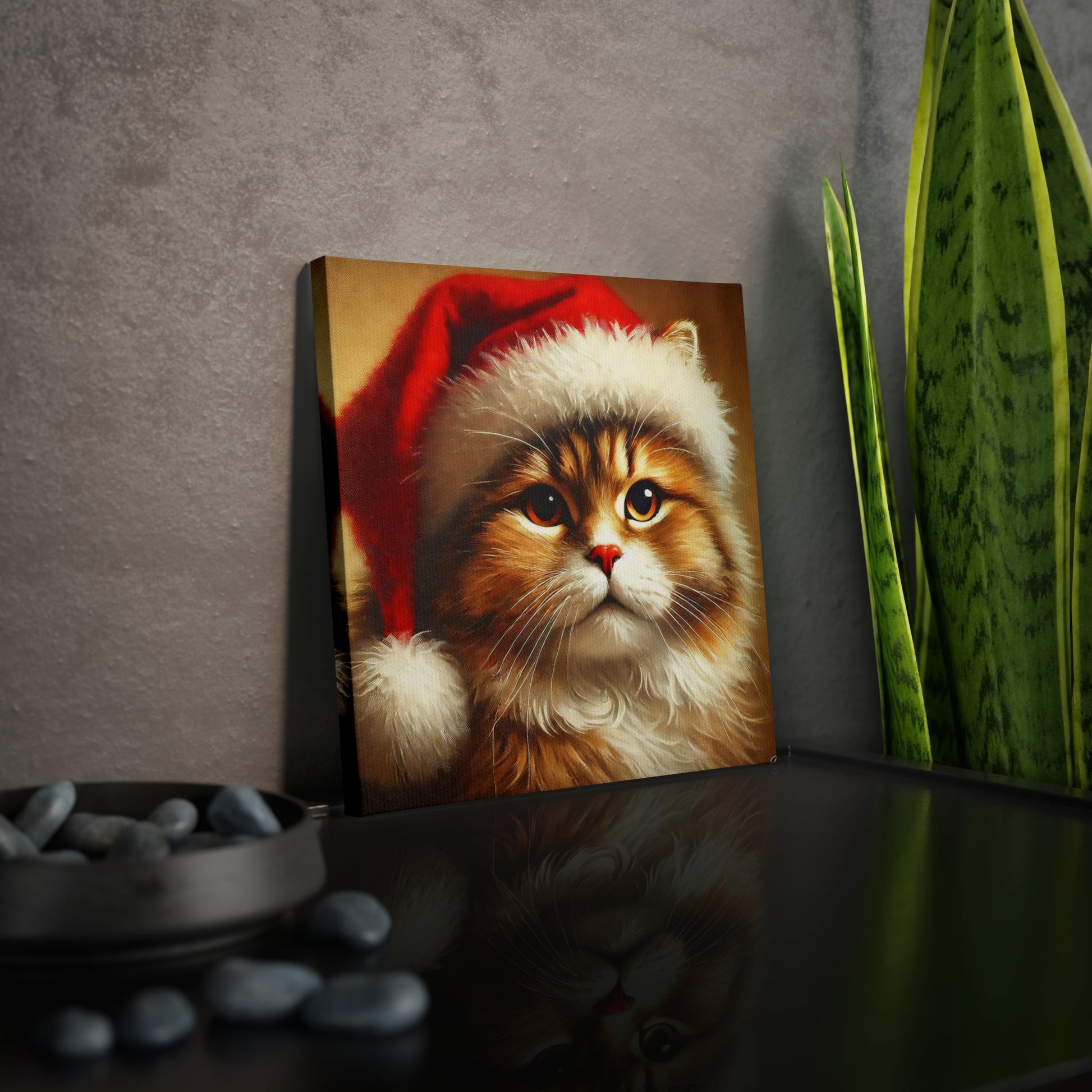 Santa Cat - Cat Lover Holiday Decor - Wall Art   