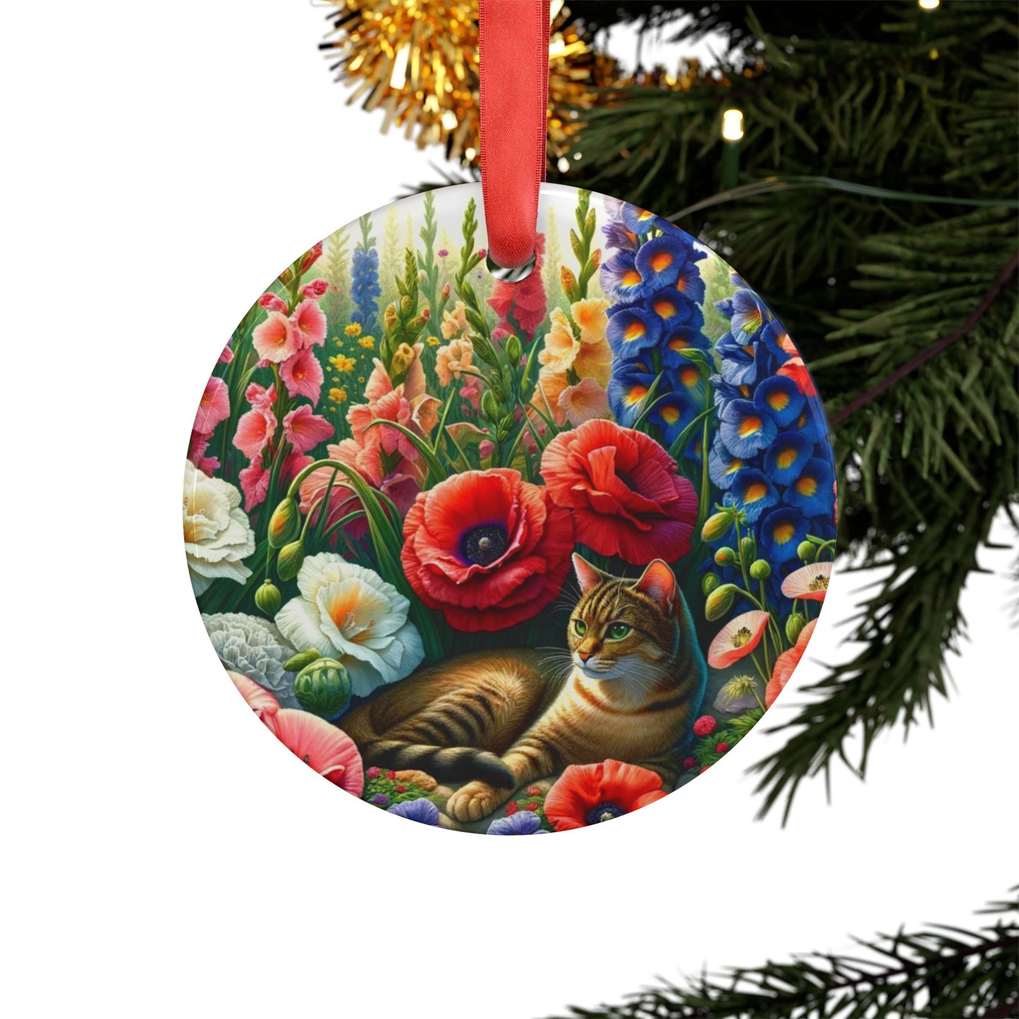 August Birth Flower - Cat Lover - Ornament   