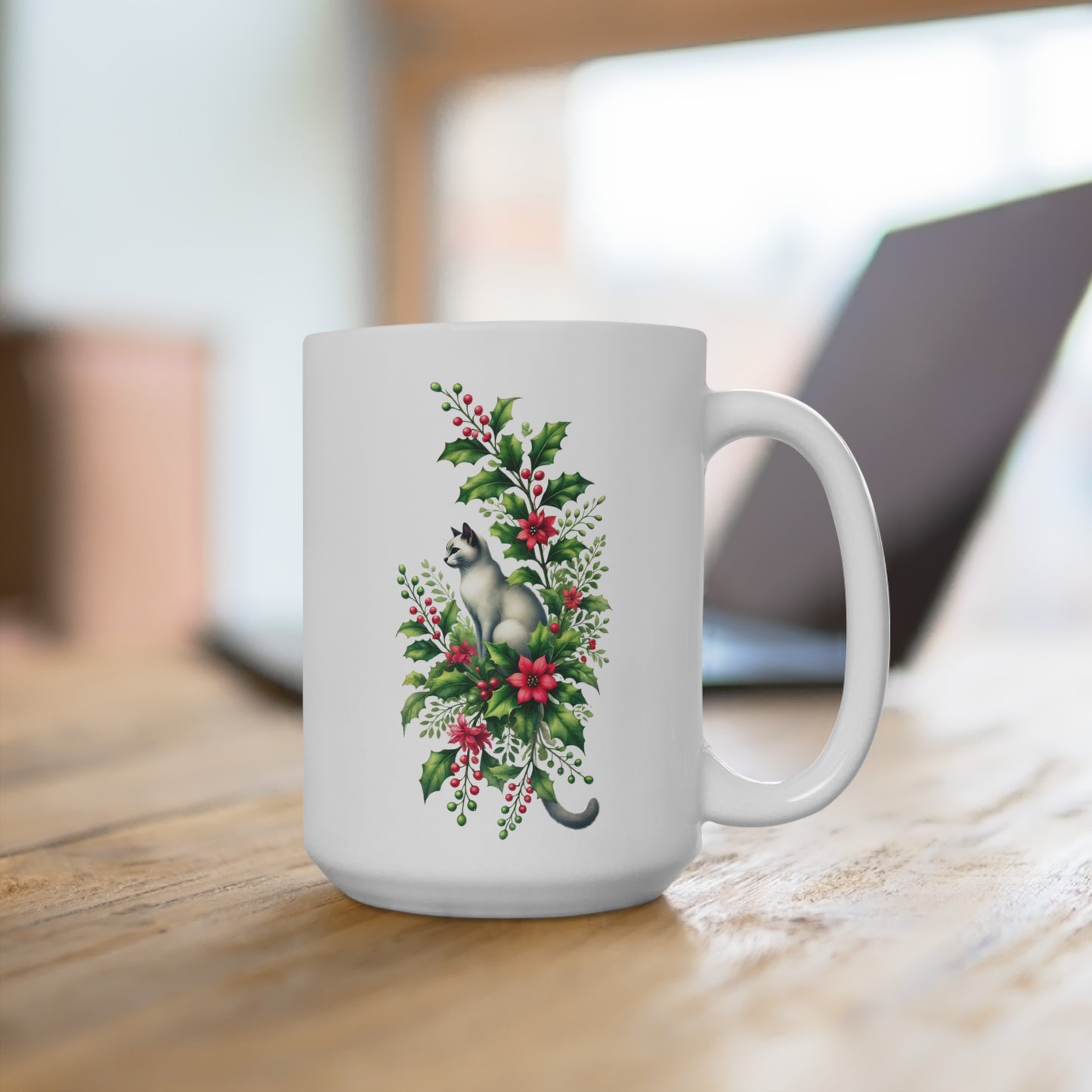 December Birth Flower - Cat Lover - Mug 15oz   