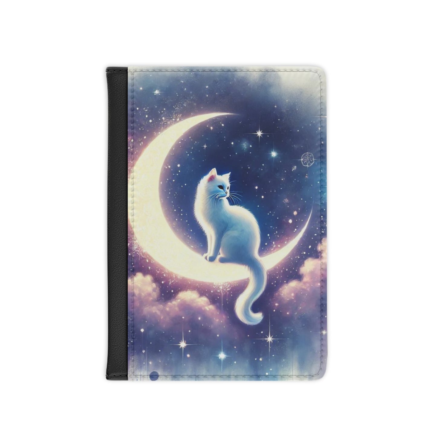 Moon Cat Lover Passport Cover, Travel Holder, Kitty Passport Case, Cute Travel Wallet, Cat Lover Gift   