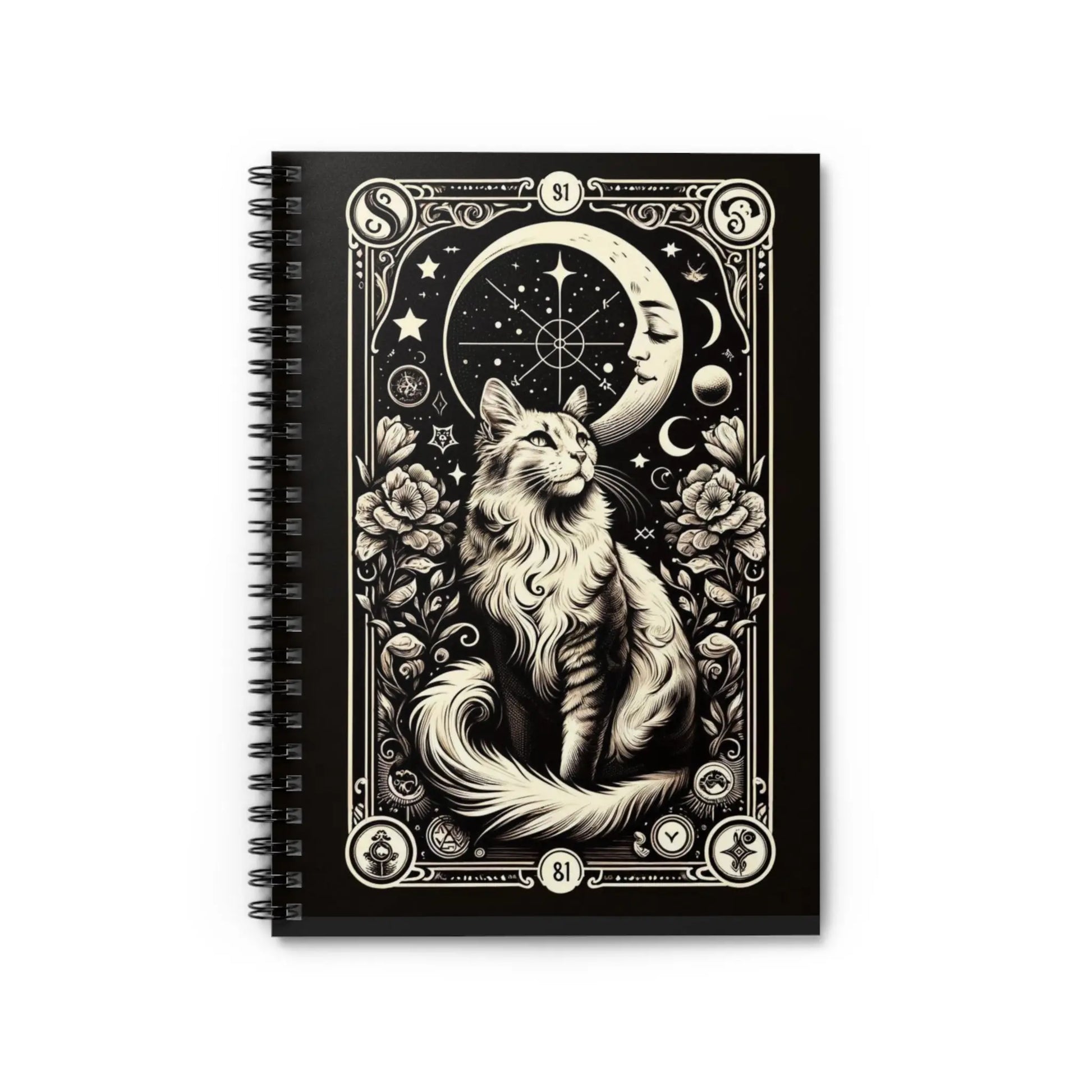 Cat Moon Tarot - Spiral Notebook - Ruled Line   