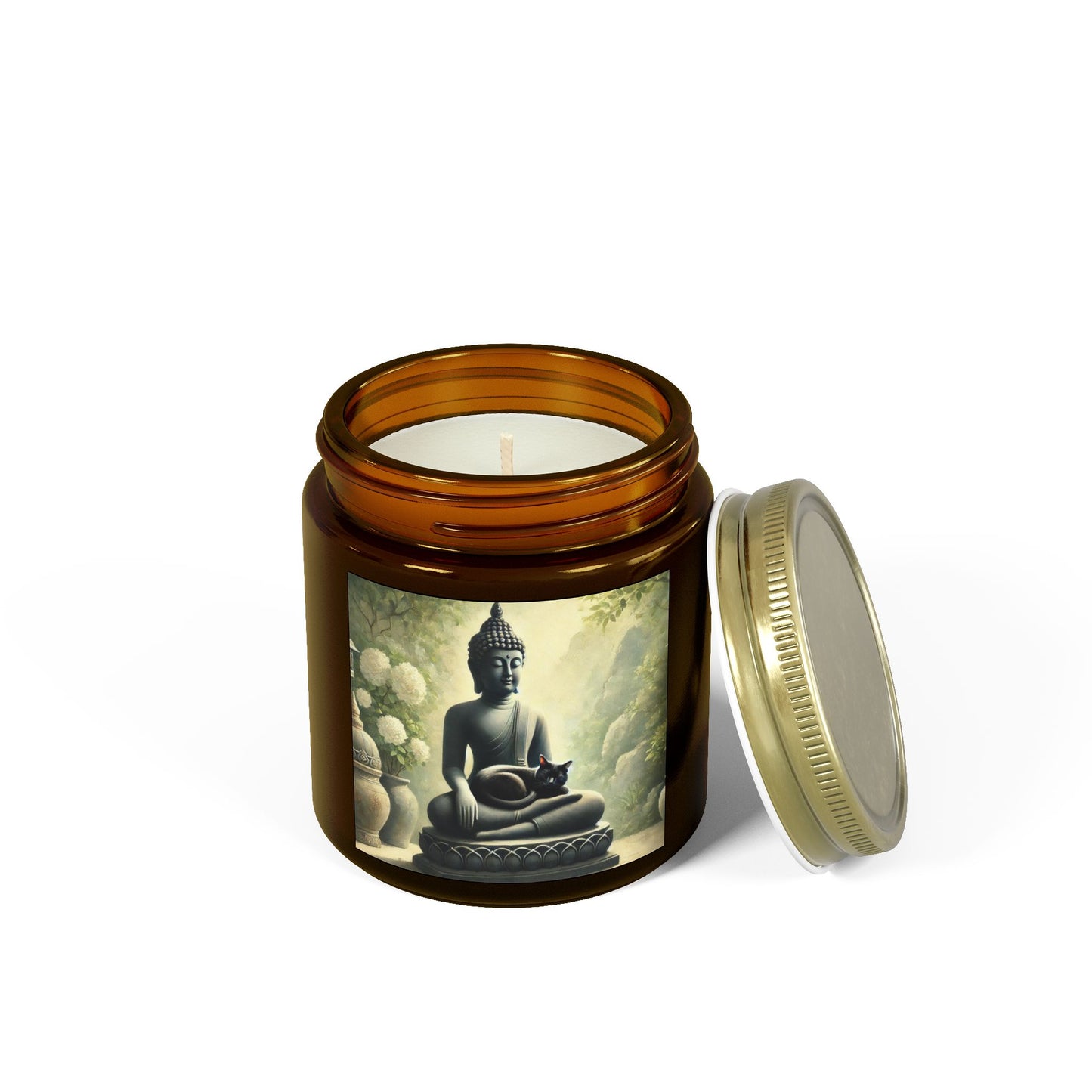 Cat Naps With Buddha - Scented Coconut Apricot Candles 4oz   