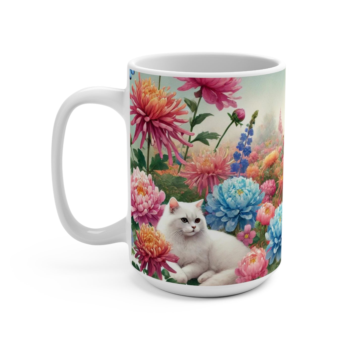 November Birth Month Flowers - Cat Lover - Mug 15oz   