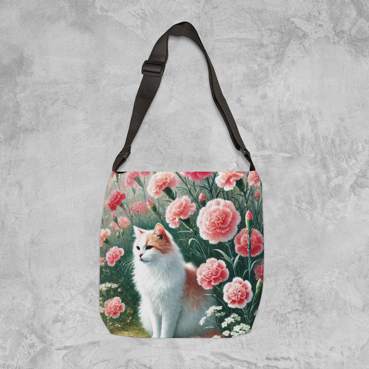 January Birth Flower - Cat Lover - Adjustable Strap Tote Bag   