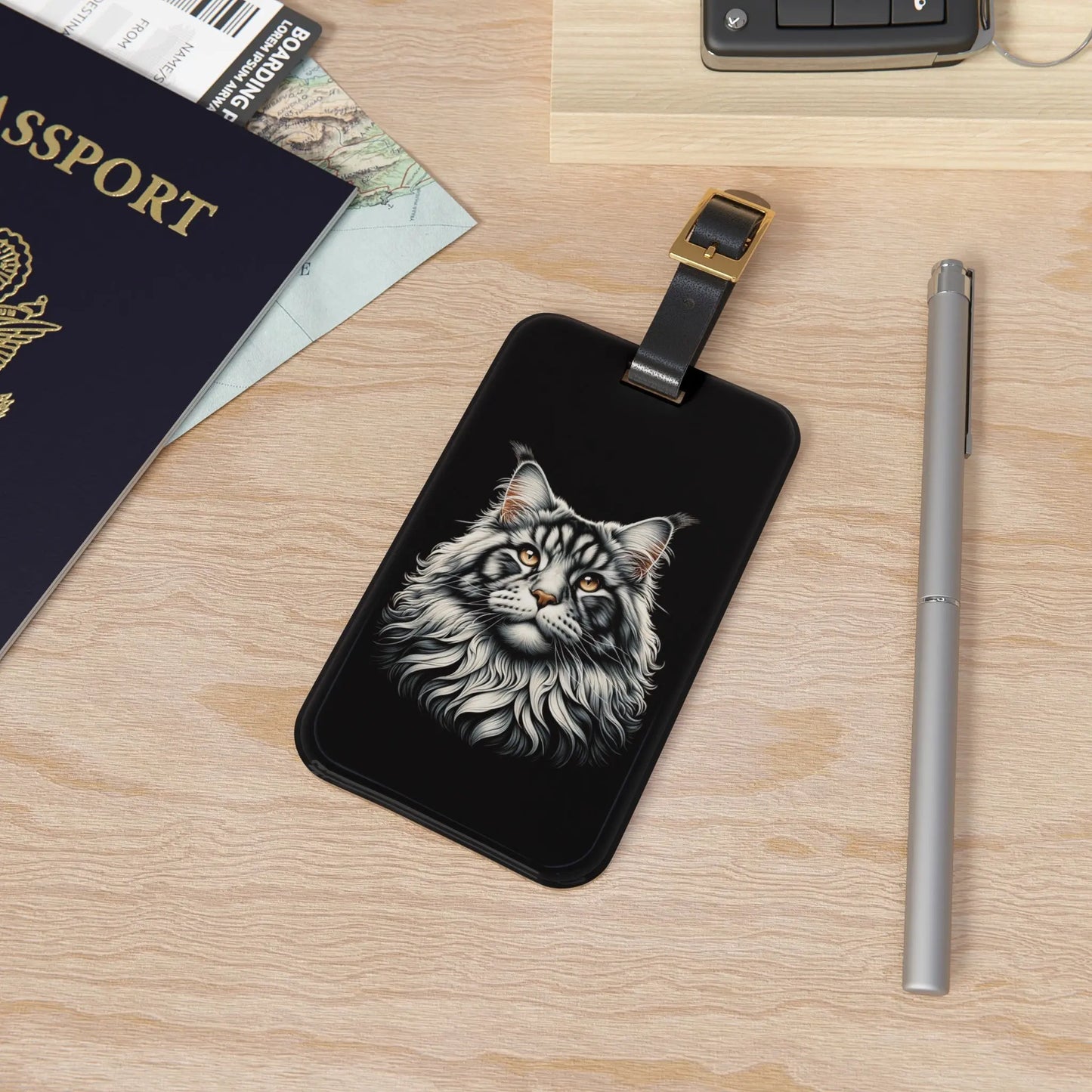 Main Coon Cat Lover Graphic - Luggage Tag - Montecore PawPrints