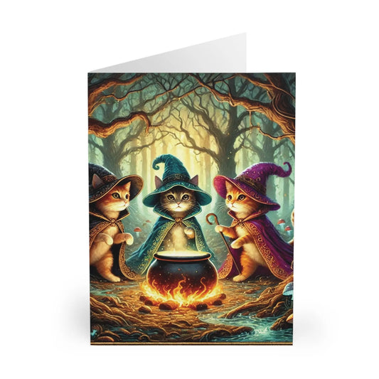 Halloween - Cauldron Cat Witches Greeting Cards (5 Pack)   