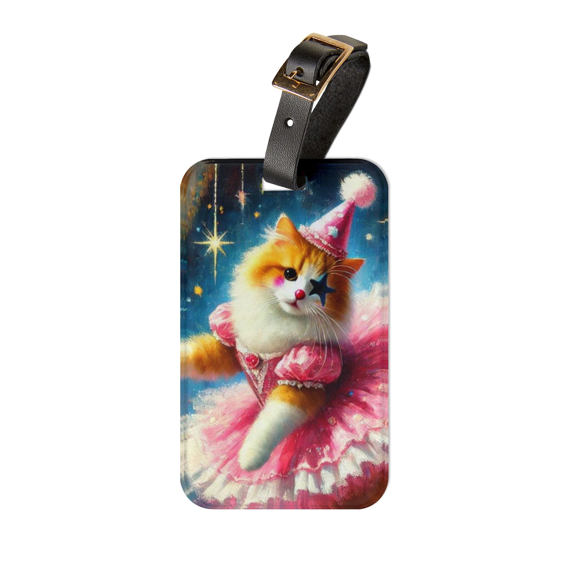 Pink Cat Clown - Circus - Luggage Tag - Travel Gift   