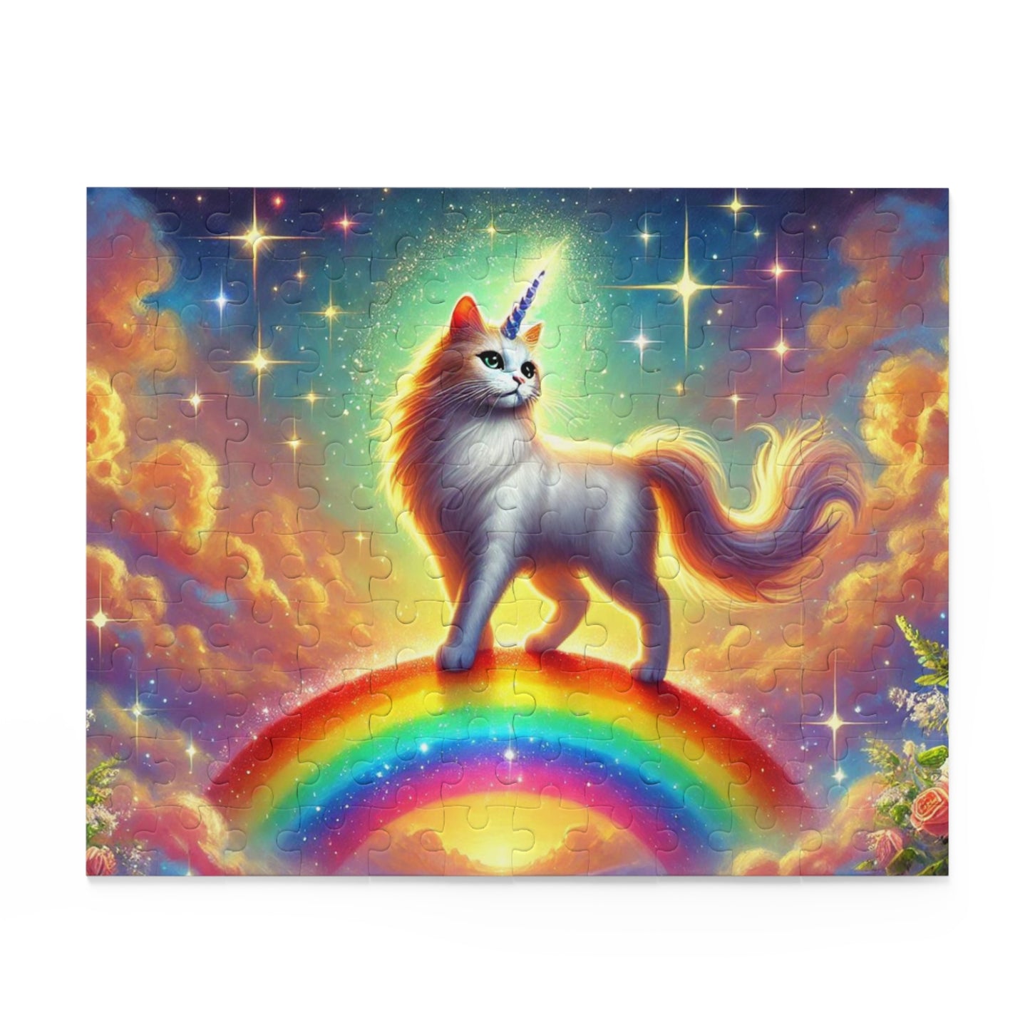 Magic Rainbow Bridge Caticorn Puzzle - Cat Unicorn Gift 120, 252, or 500 -piece options   