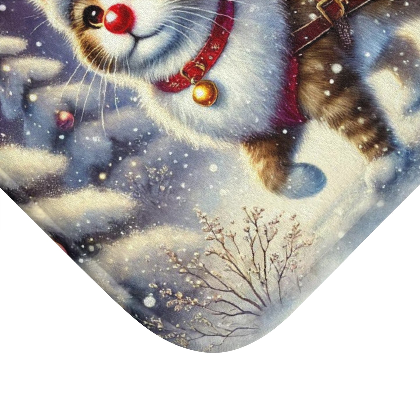 Mouse Santa - Cat Rudolph - Christmas Decor - Bath Mat -24x17   