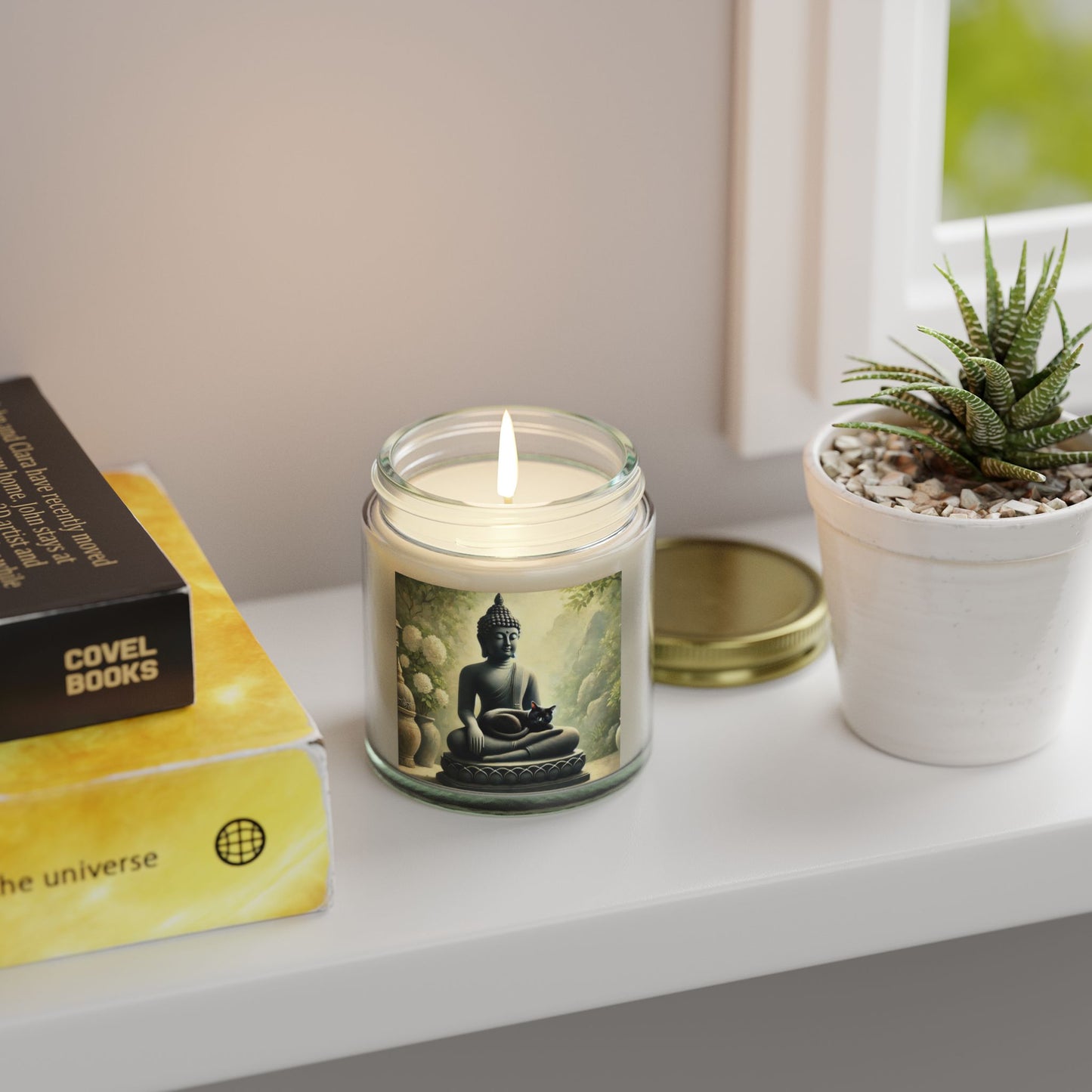 Cat Naps With Buddha - Scented Coconut Apricot Candles 4oz   