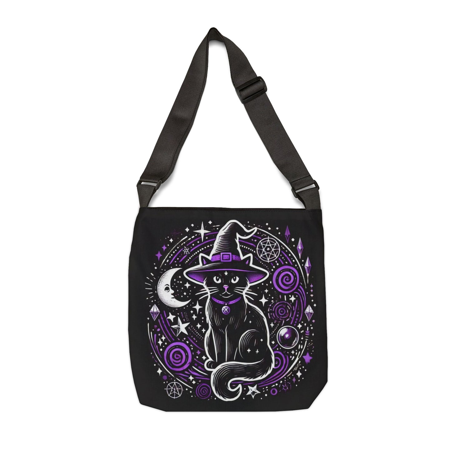 Cat Witch Halloween Tote Bag - With Adjustable Strap - Trick or Treat   