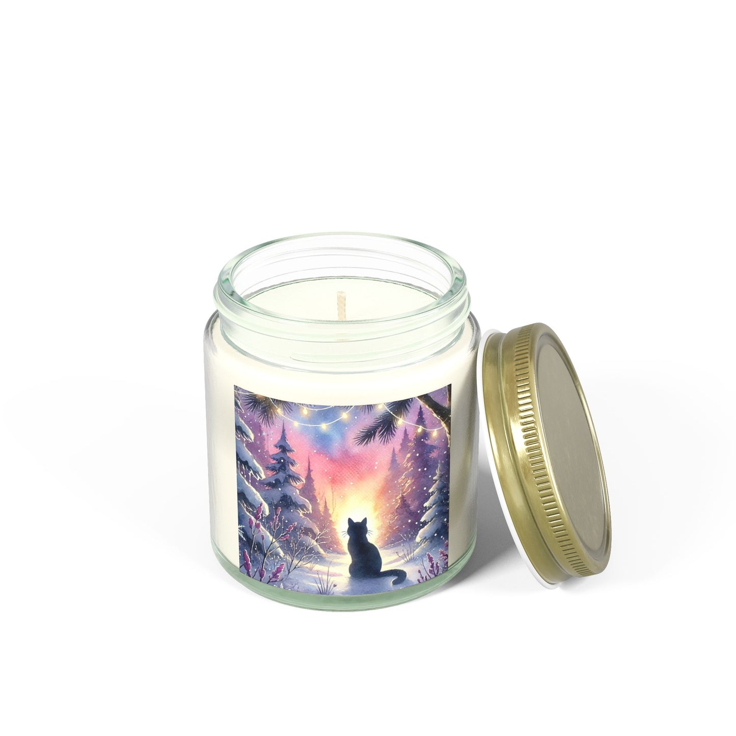 Winter Sunrise - Cat Lover - Holiday Decor - Scented Coconut Apricot Candles 4oz   