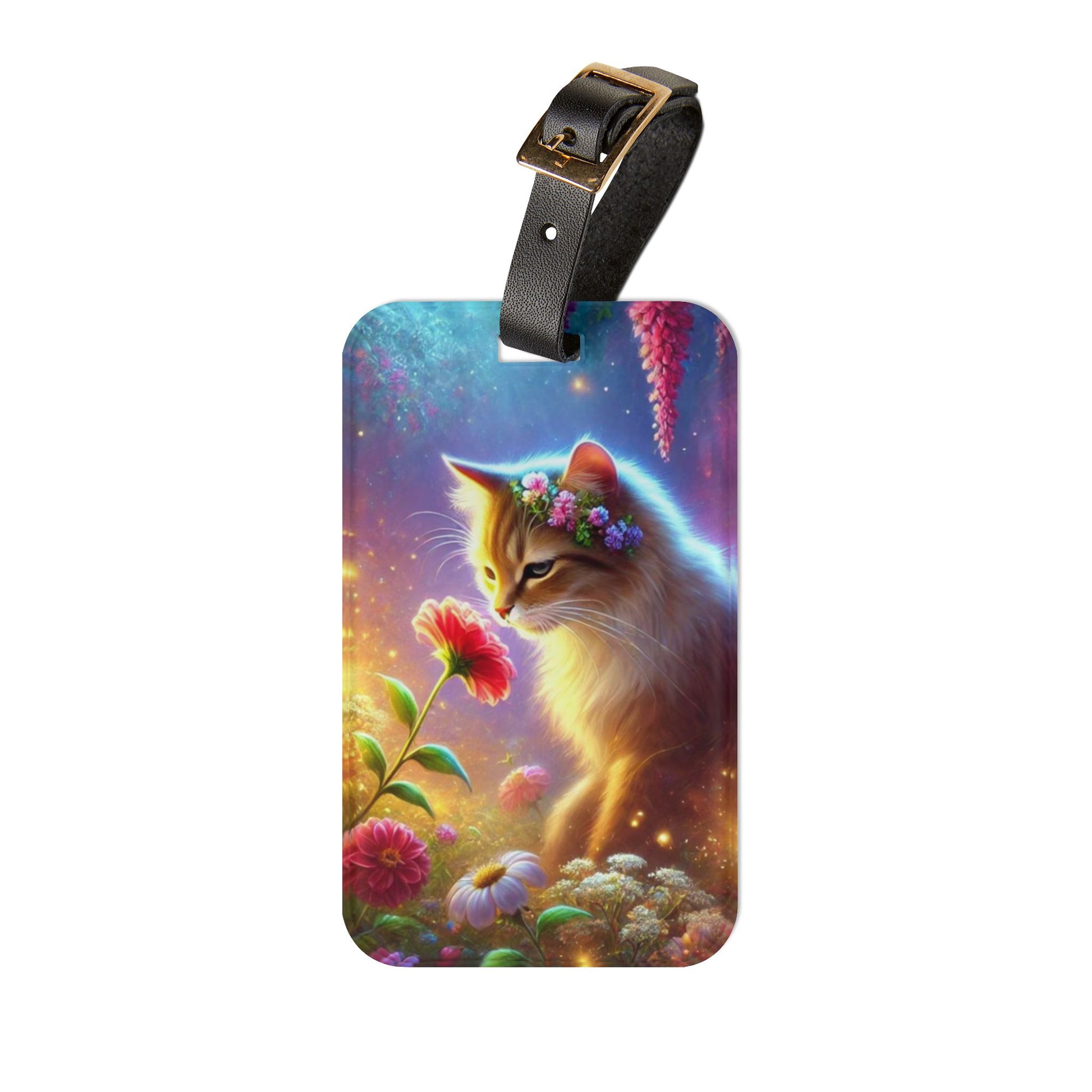 Magic Rose Garden - Cat Lover - Luggage Tag - Travel Gift   