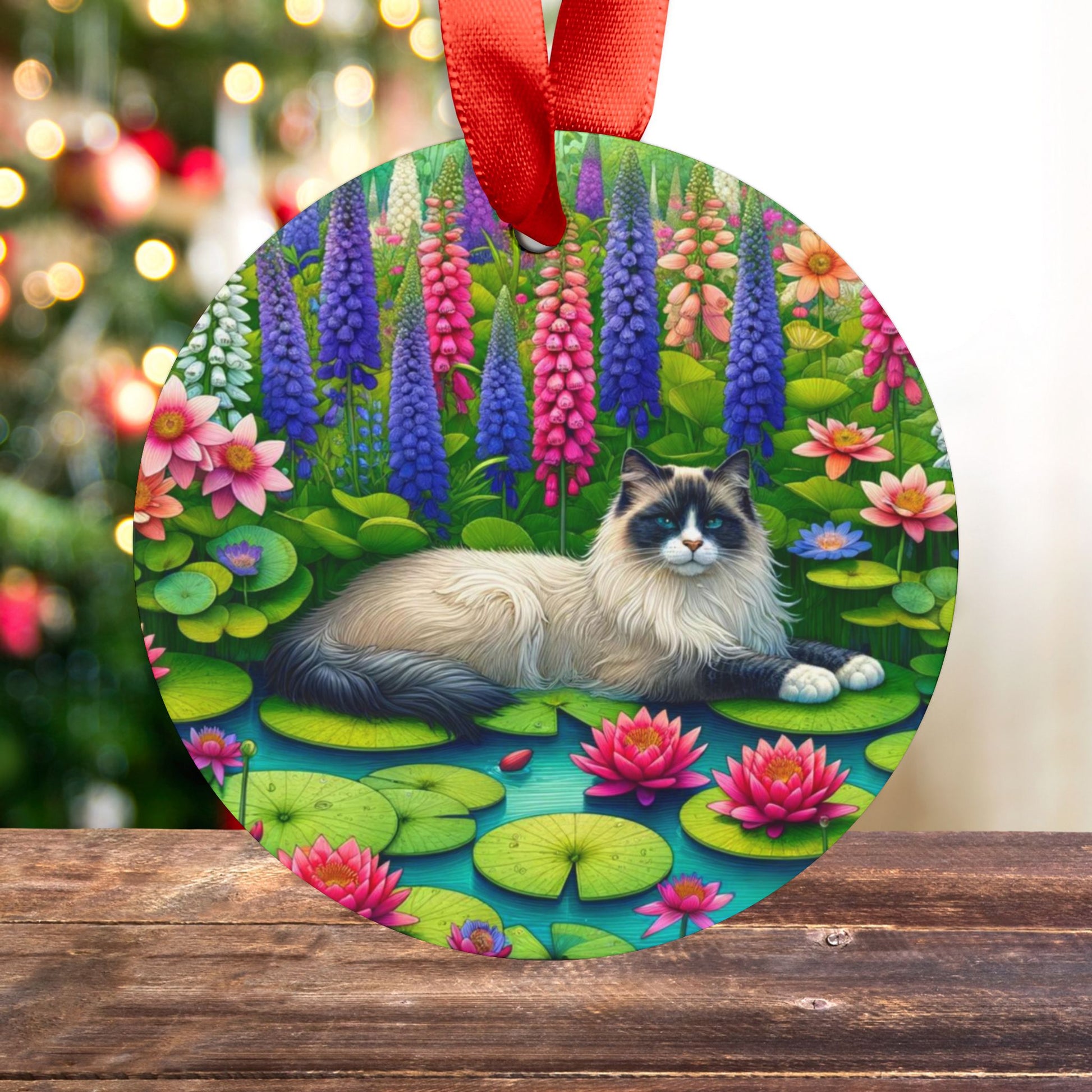 July Birth Flower - Cat Lover - Ornament   