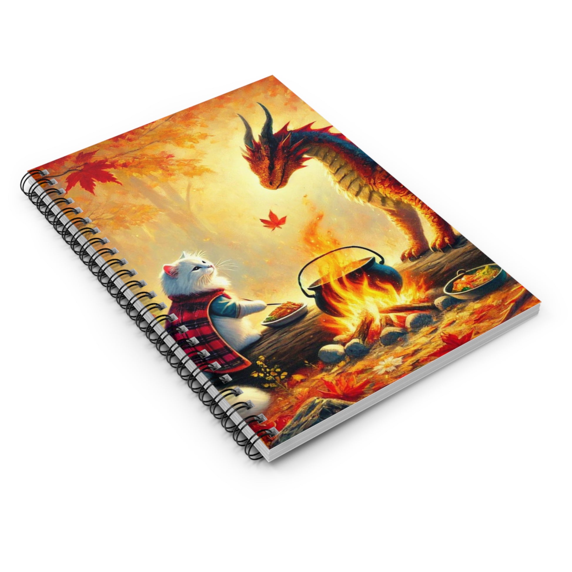 Dragon Fall Campfires - Cat Adventures - Spiral Notebook - Ruled Line   