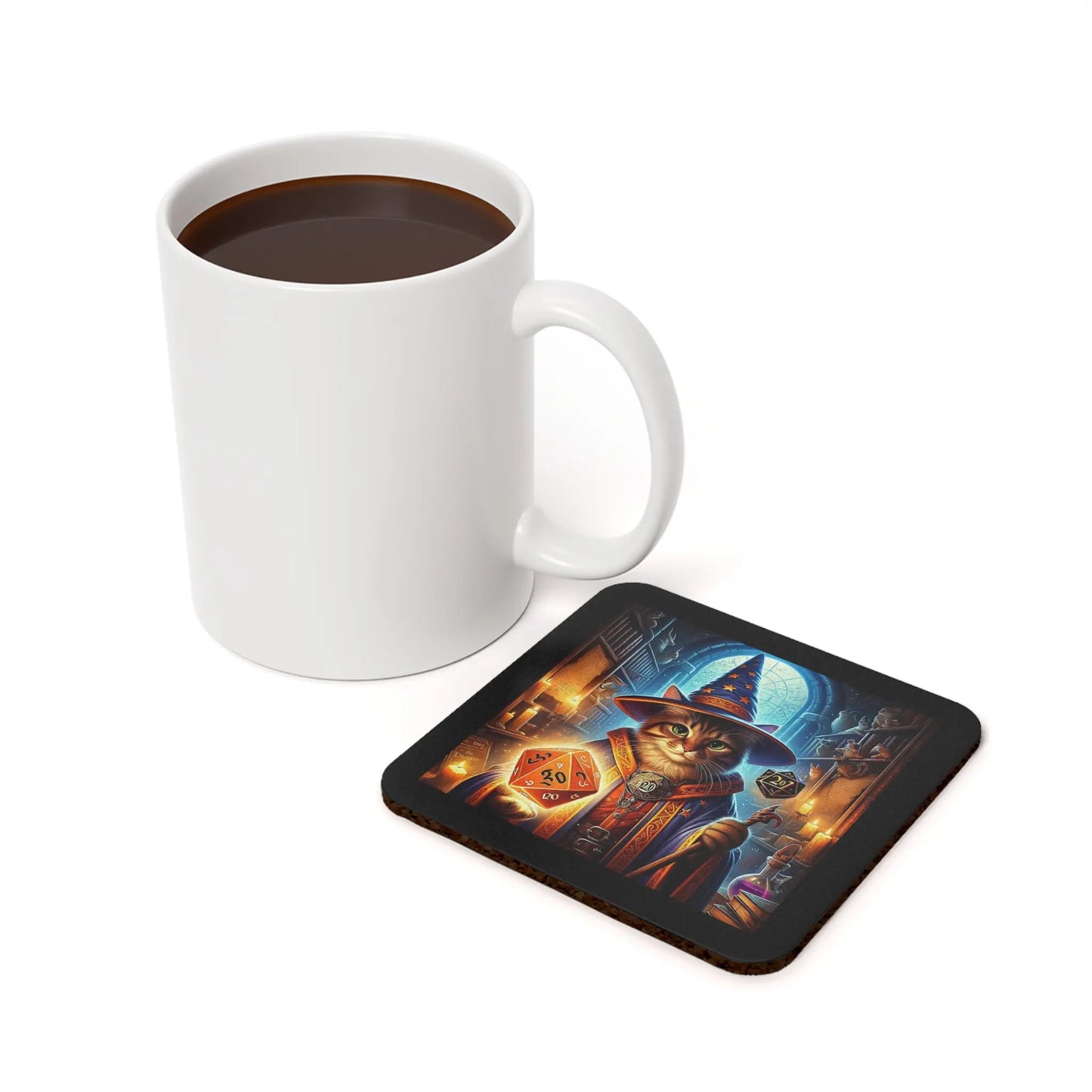 Dungeons and Dragons Cat Wizard - Drink Coaster - Montecore PawPrints