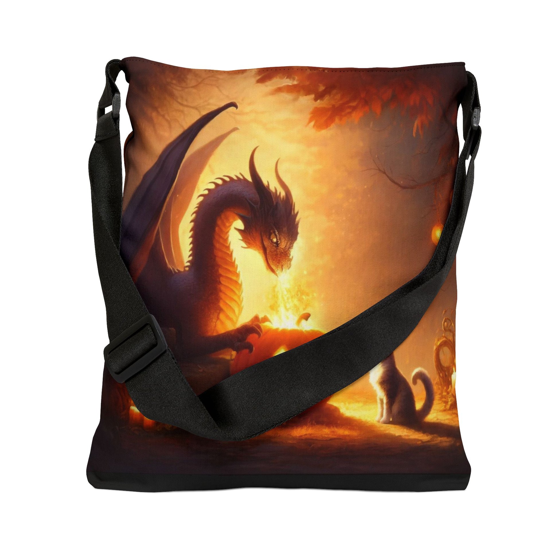 Trick or Treat Bag - Dragon Jack-O-Lantern Cat Lover Halloween - Adjustable Tote Bag (AOP)   