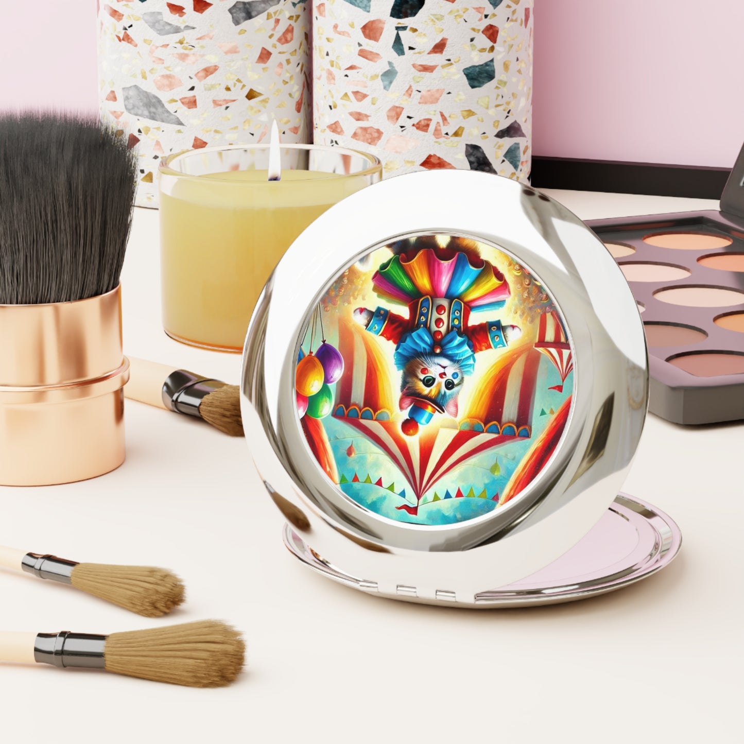 Circus Cat Clown Fashion - Compact Travel Mirror   