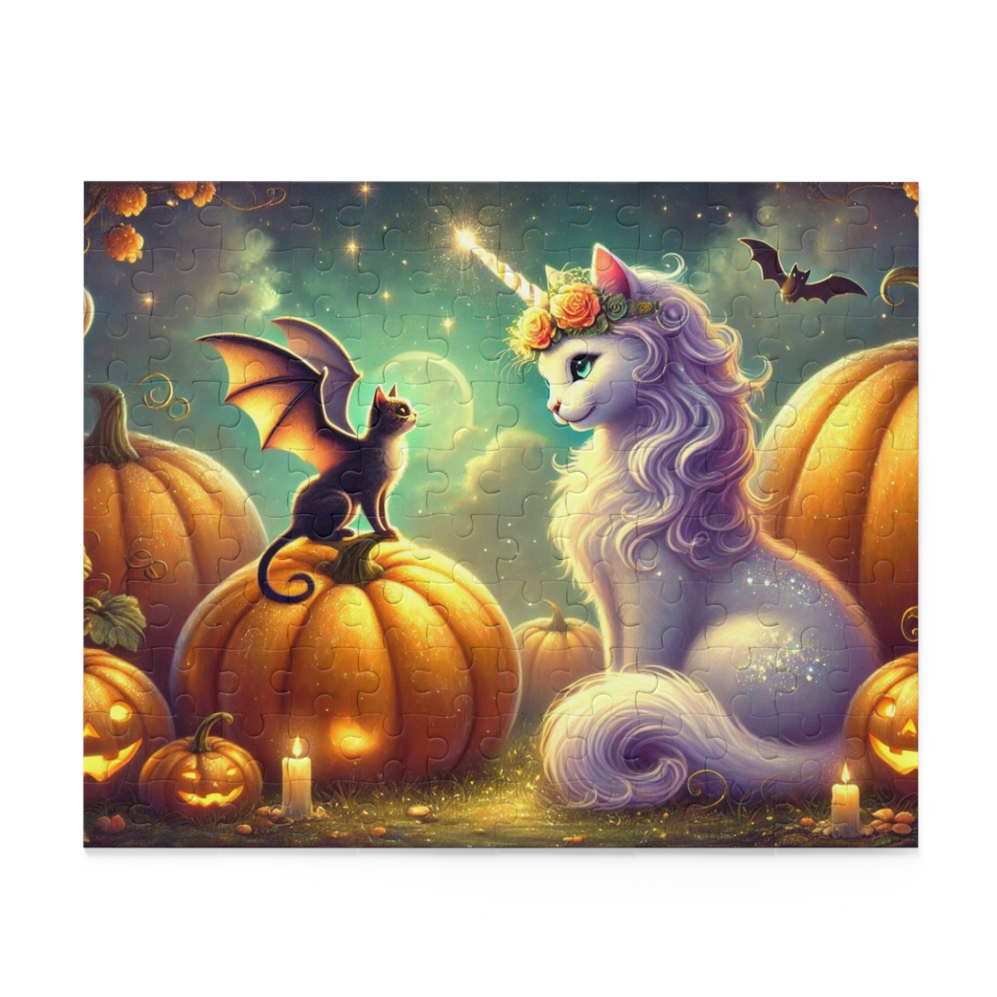 Halloween Caticorn Magic Puzzle - Cat Unicorn Gift 120, 252, or 500 -piece options   