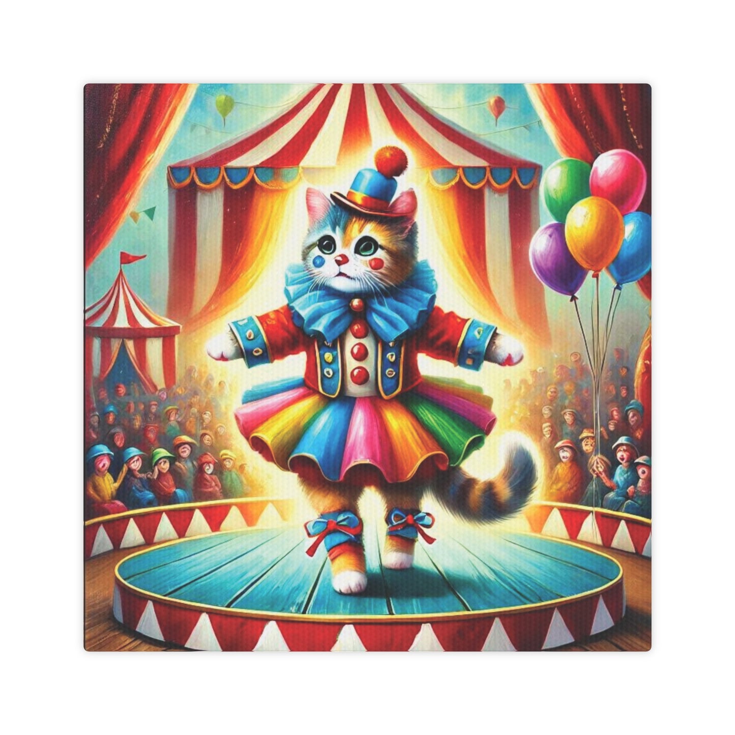 Circus Cat Clown Ballerina - Wall Art Decor 8x8   