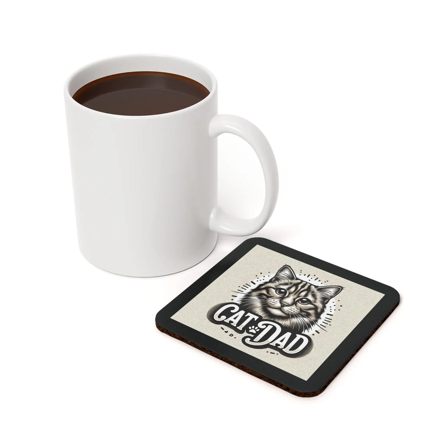 Cat Dad Gift - Adorable Cat Coaster - High Gloss Drink Coaster - Montecore PawPrints