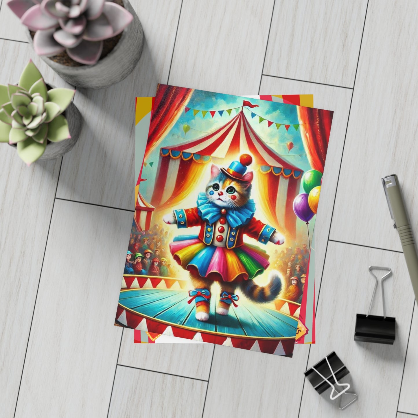 Cat Clown - Circus Party Invitation - Postcard Bundles (envelopes included)   