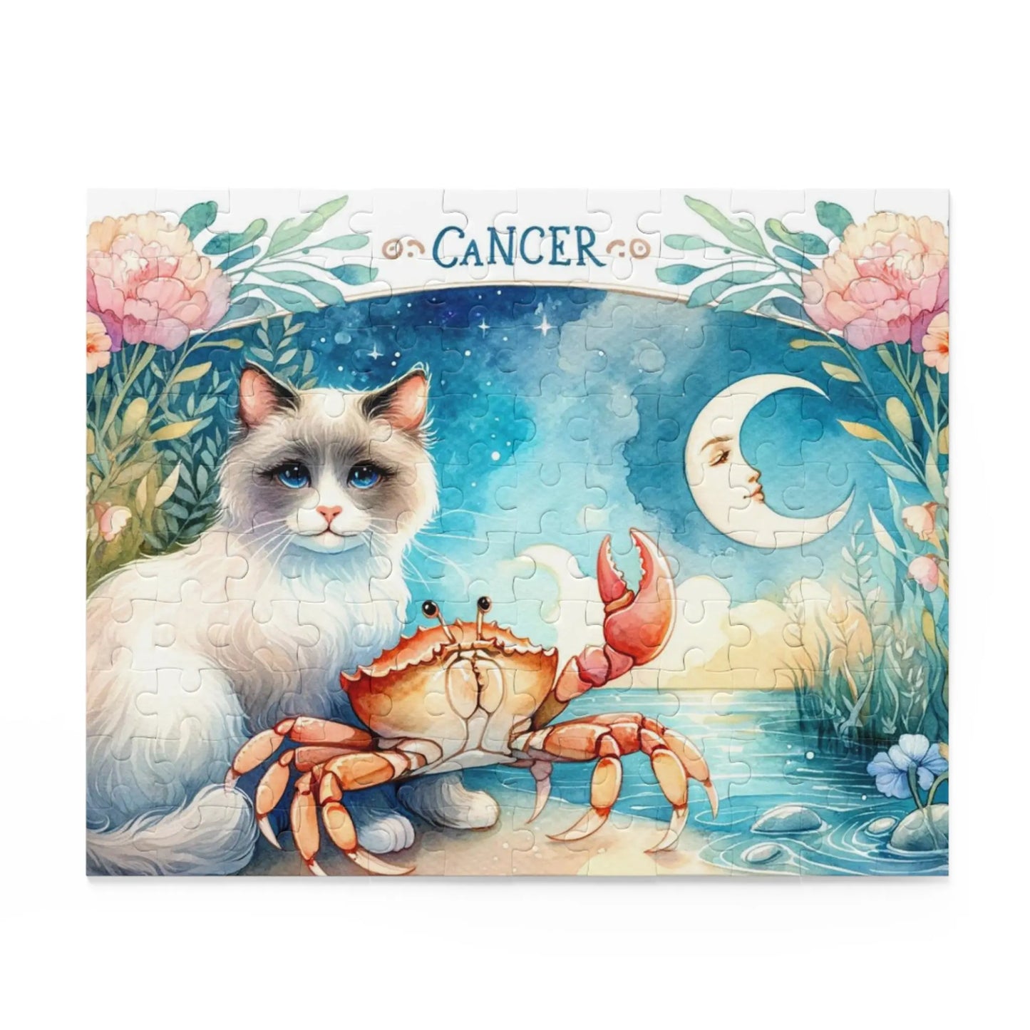 Cancer Zodiac Birthday Puzzle - Cat Lover Gift 120, 252, or 500 -piece options - Montecore PawPrints