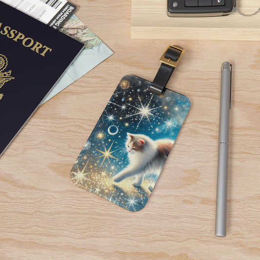 Starry Walk - Cat Lover - Luggage Tag - Travel Gift   