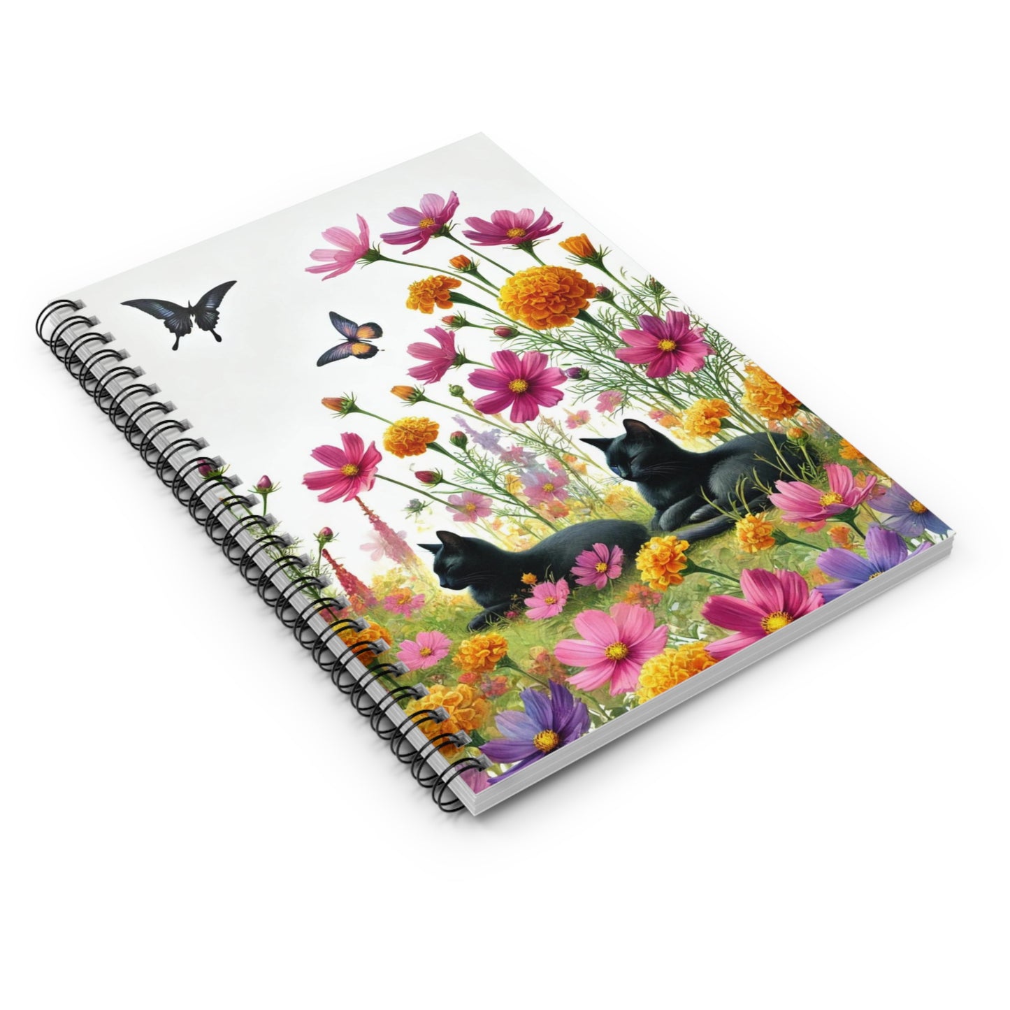 October Birth Flower - Cat Lover - Spiral Notebook - Ruled Line   