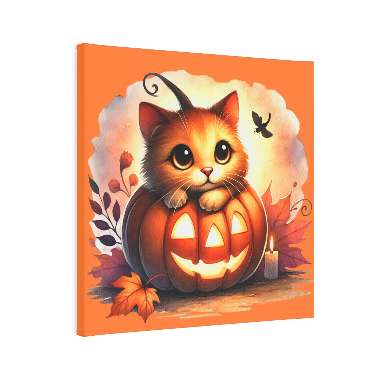 Kitten Jack-O-Lantern - Cat Lover - Wall Art Decor 8x8   