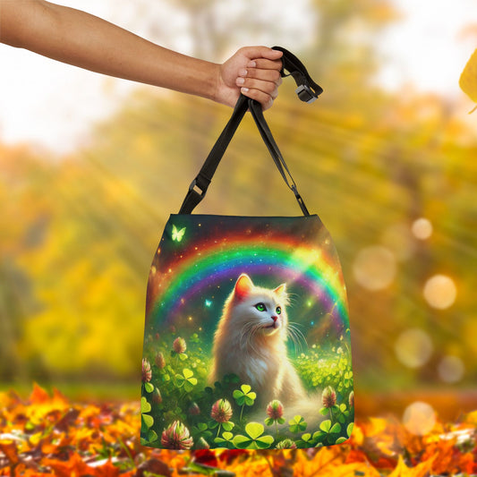 Lucky Rainbow - Cat Lover - Adjustable Strap Tote Bag   