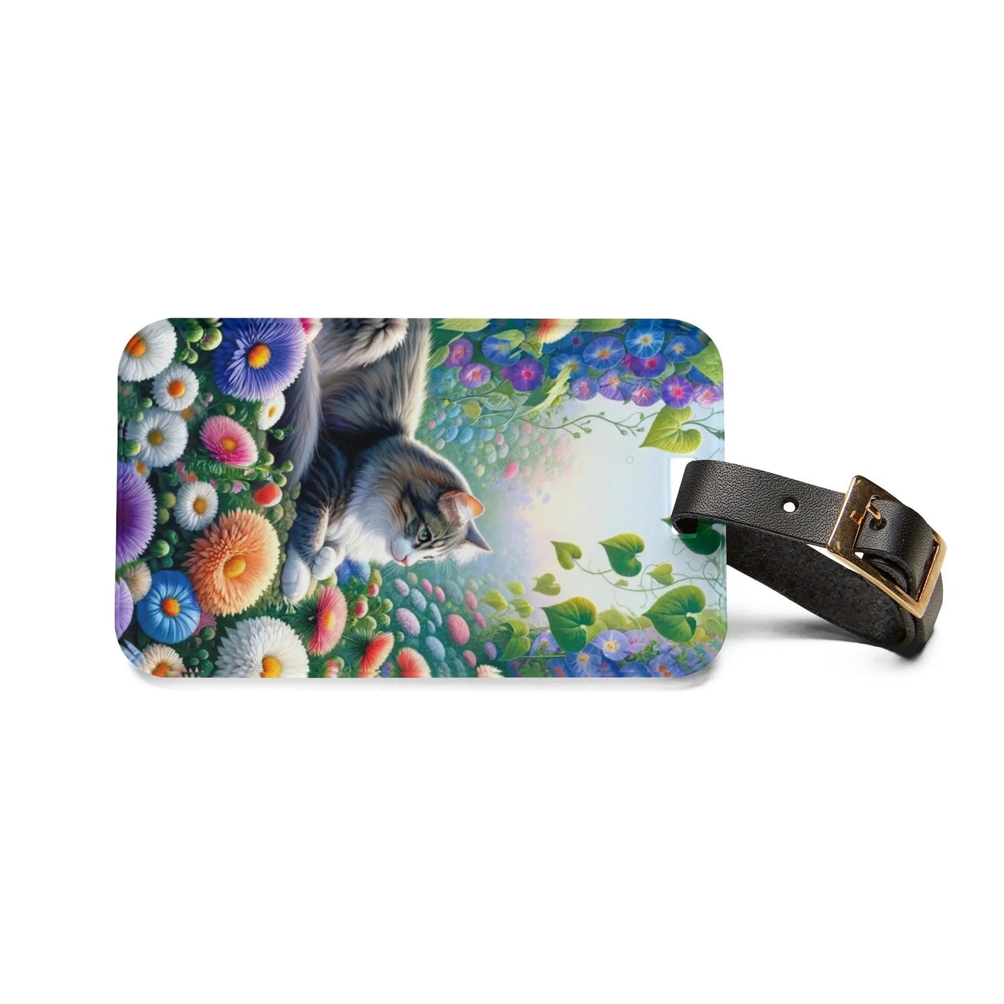 September Birth Flower - Asters and Morning Glories - Luggage Tag - Montecore PawPrints