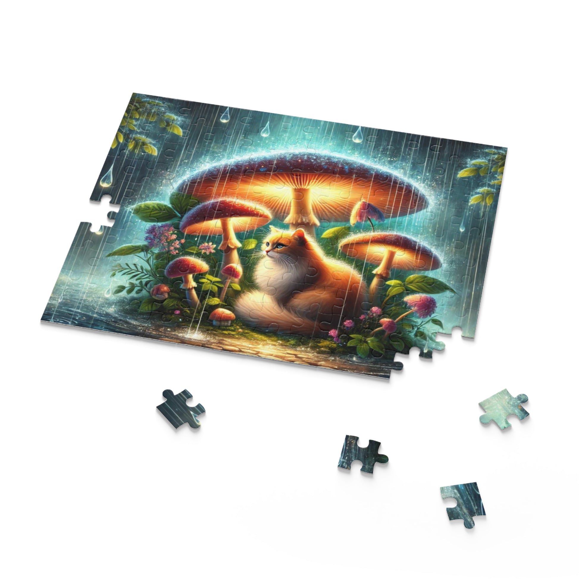 Mushroom Magic Puzzle - Cat Lover Gift 120, 252, or 500 -piece options   