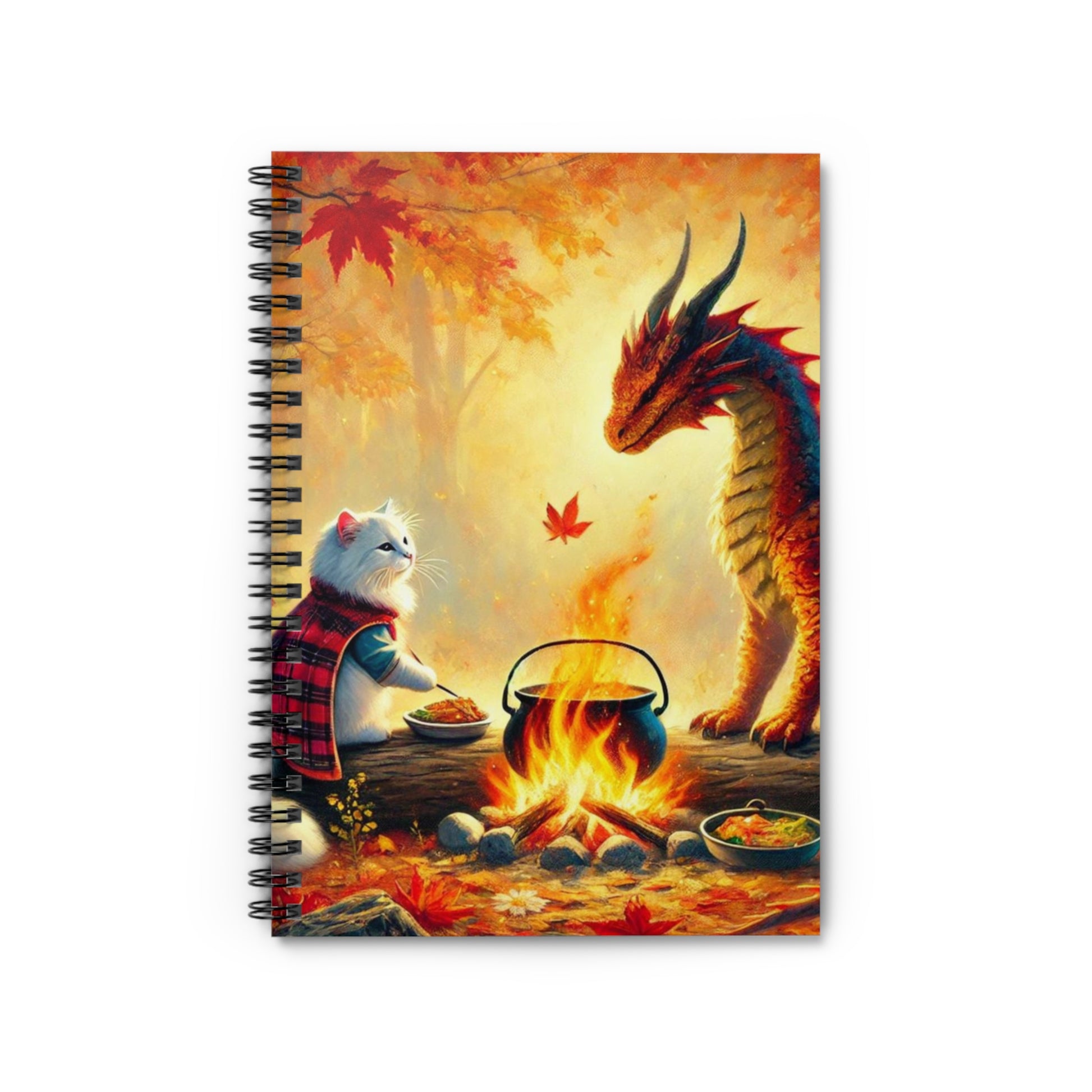 Dragon Fall Campfires - Cat Adventures - Spiral Notebook - Ruled Line   