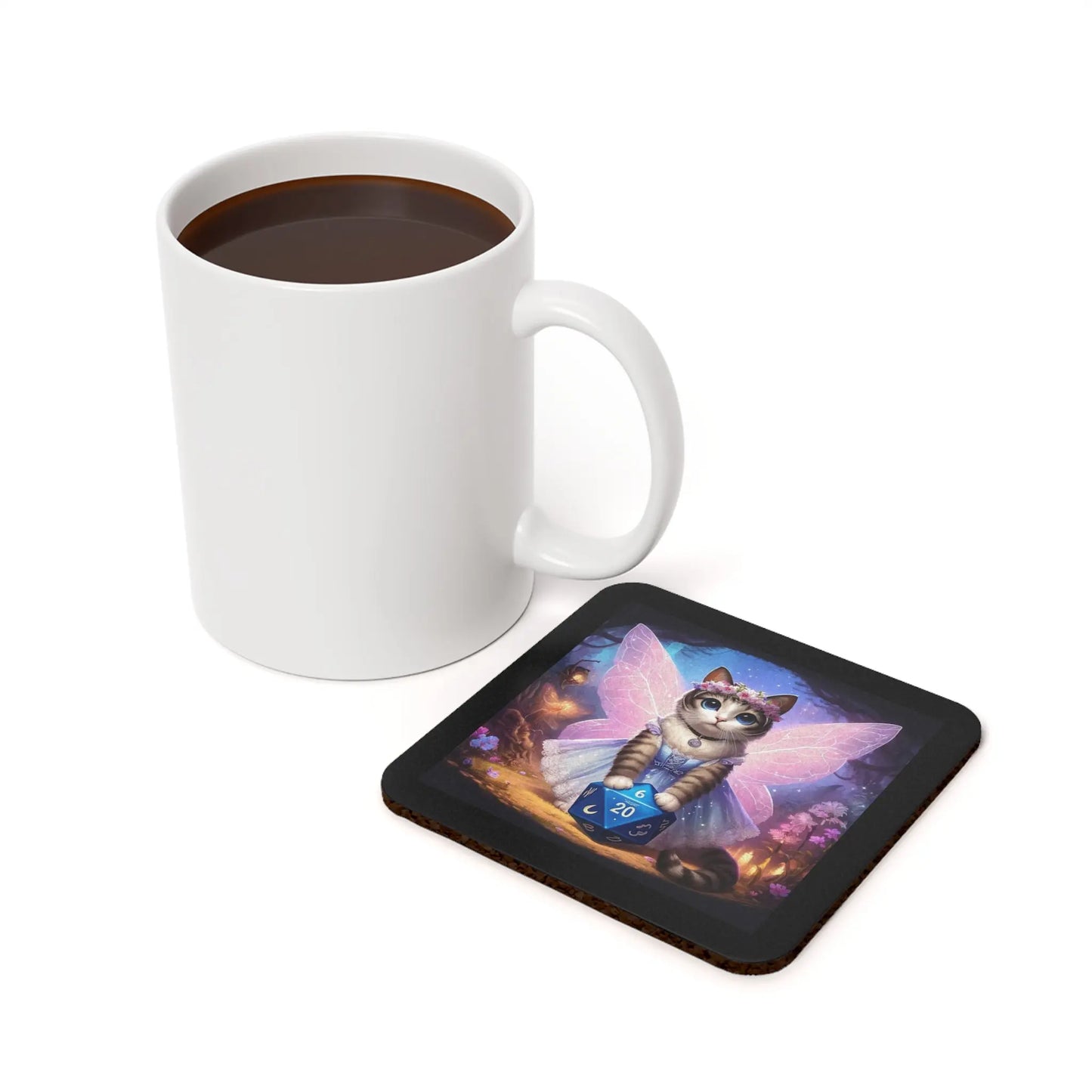 Dungeons and Dragons Cat Fairy - Drink Coaster - Montecore PawPrints