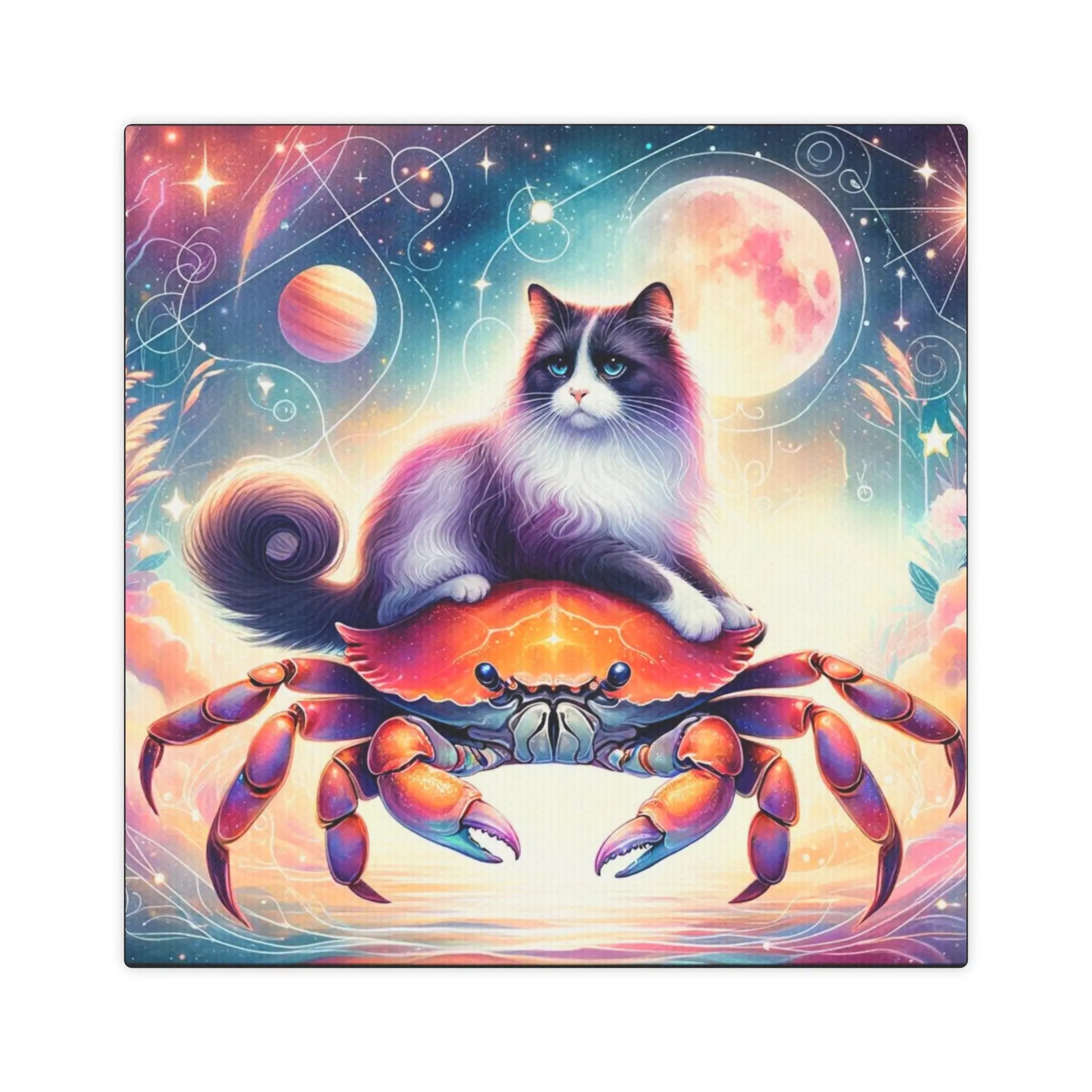 Cancer Crab Zodiac - Cat Lover - Wall Art Decor   