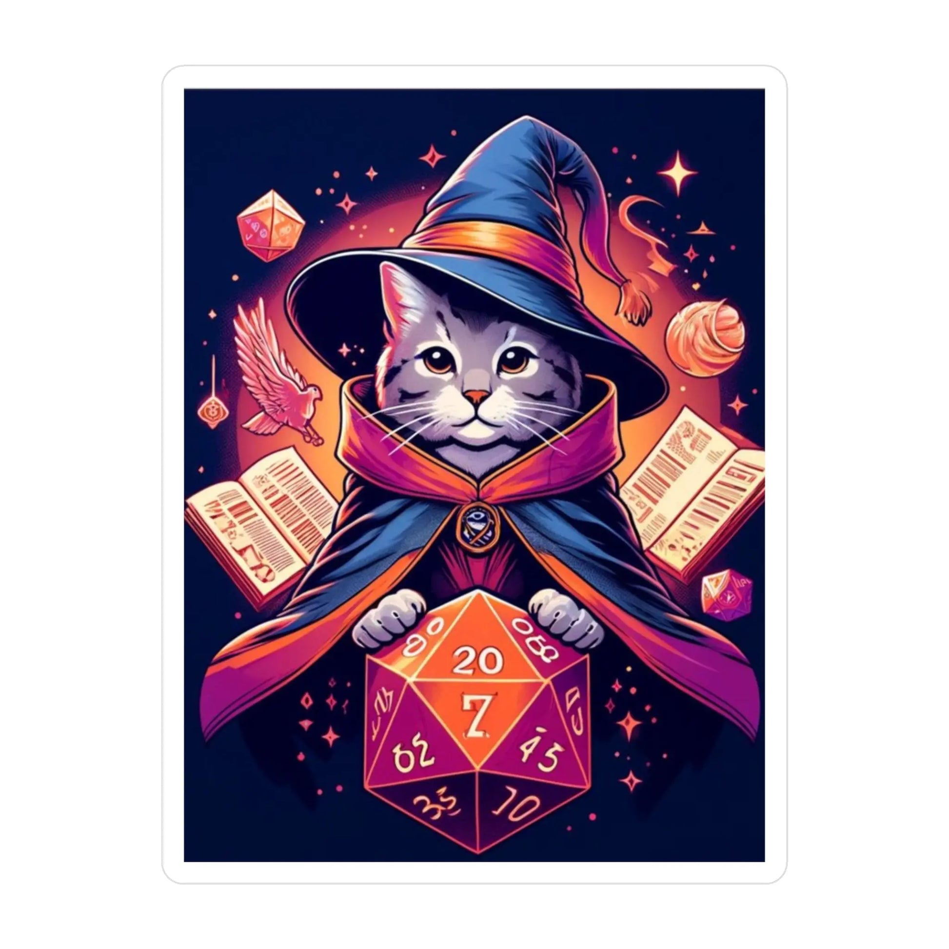 Dungeons and Dragons Cat Wizard -Cut Vinyl Decals Sticker - Montecore PawPrints