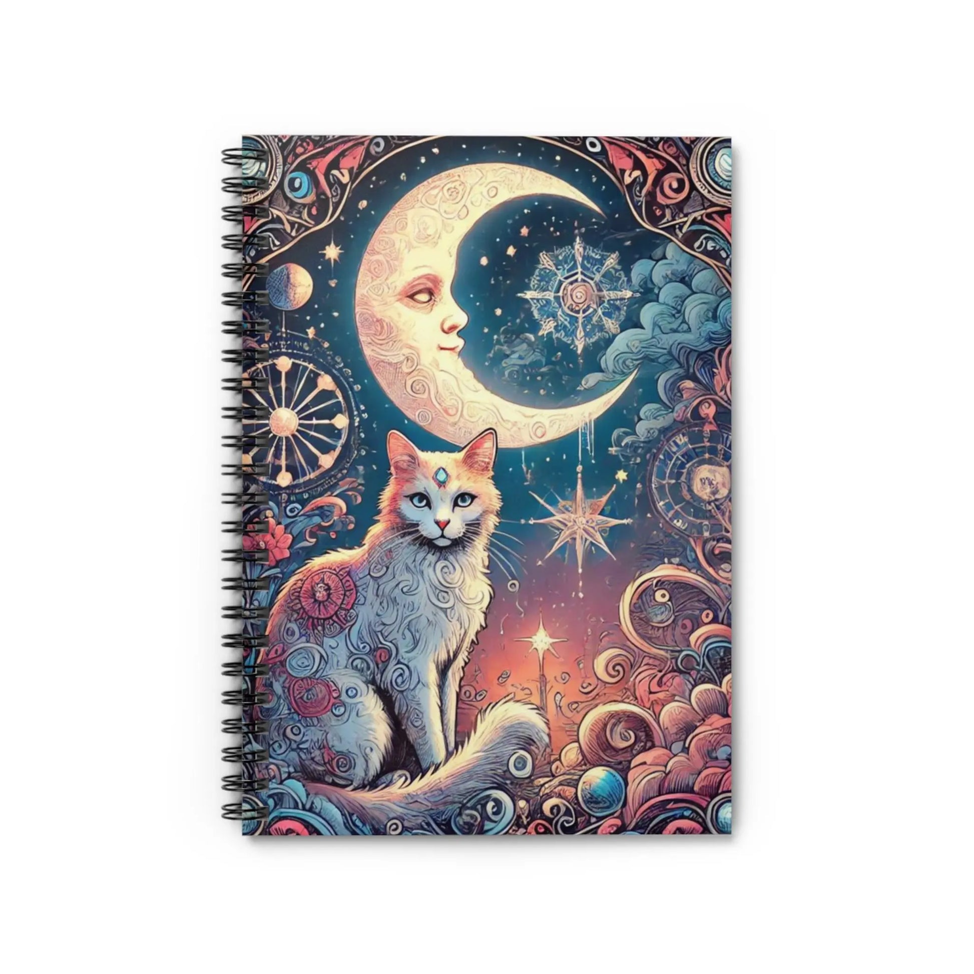 Orange Cat Tarot Moon Magic - Spiral Notebook - Ruled Line   