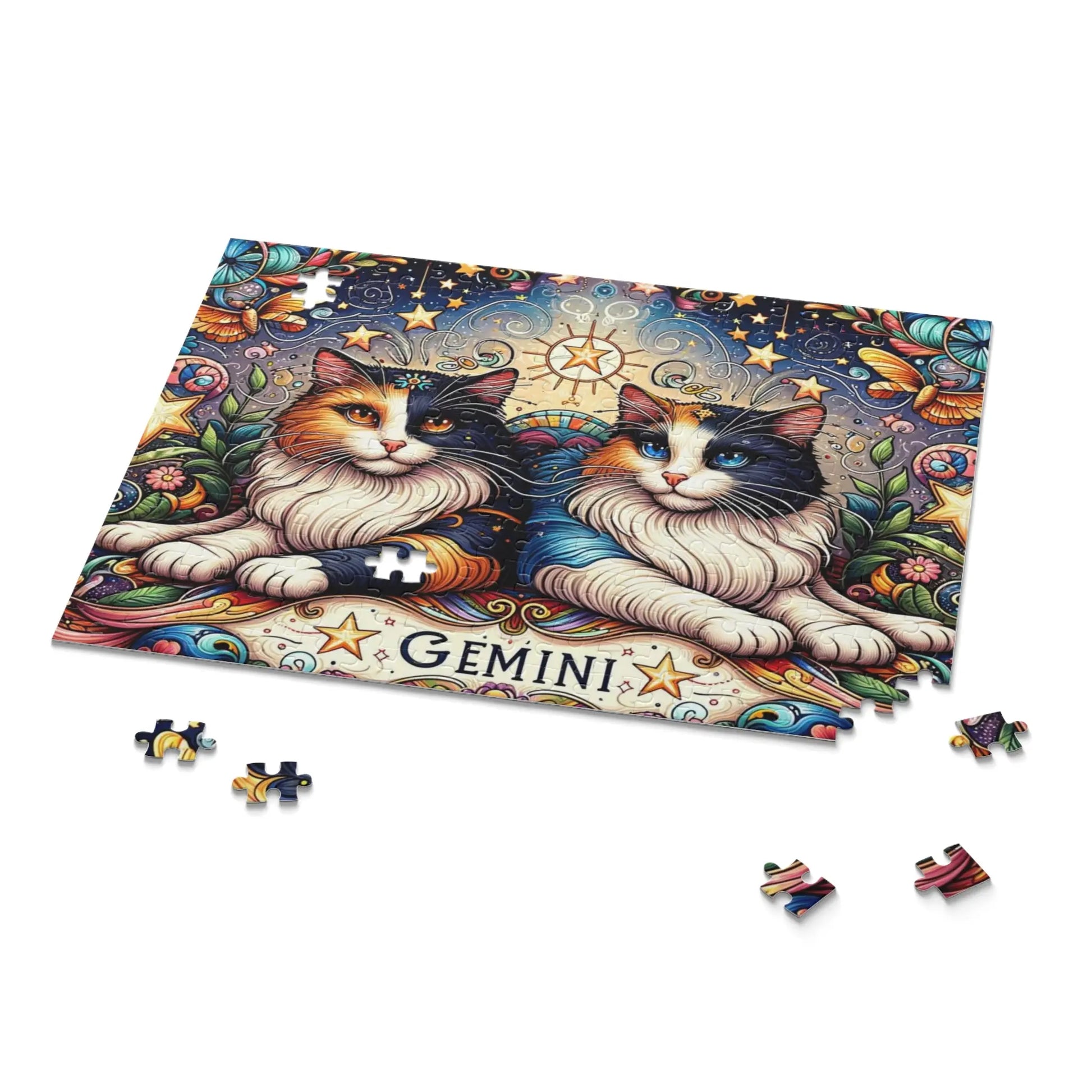 Gemini Zodiac Birthday Puzzle - Cat Lover Gift 120, 252, or 500 -piece options - Montecore PawPrints