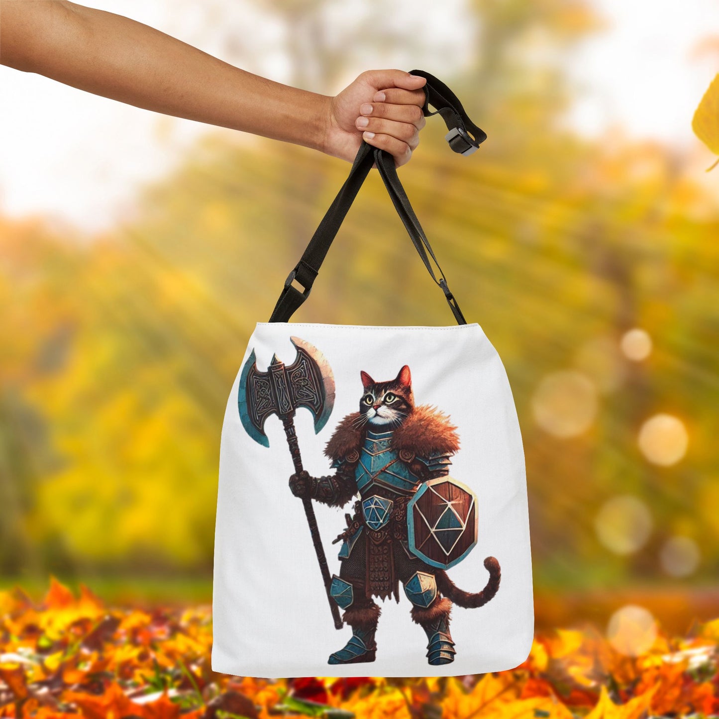 Dungeons and Dragons - Cat Warrior - Adjustable Strap Tote Bag   