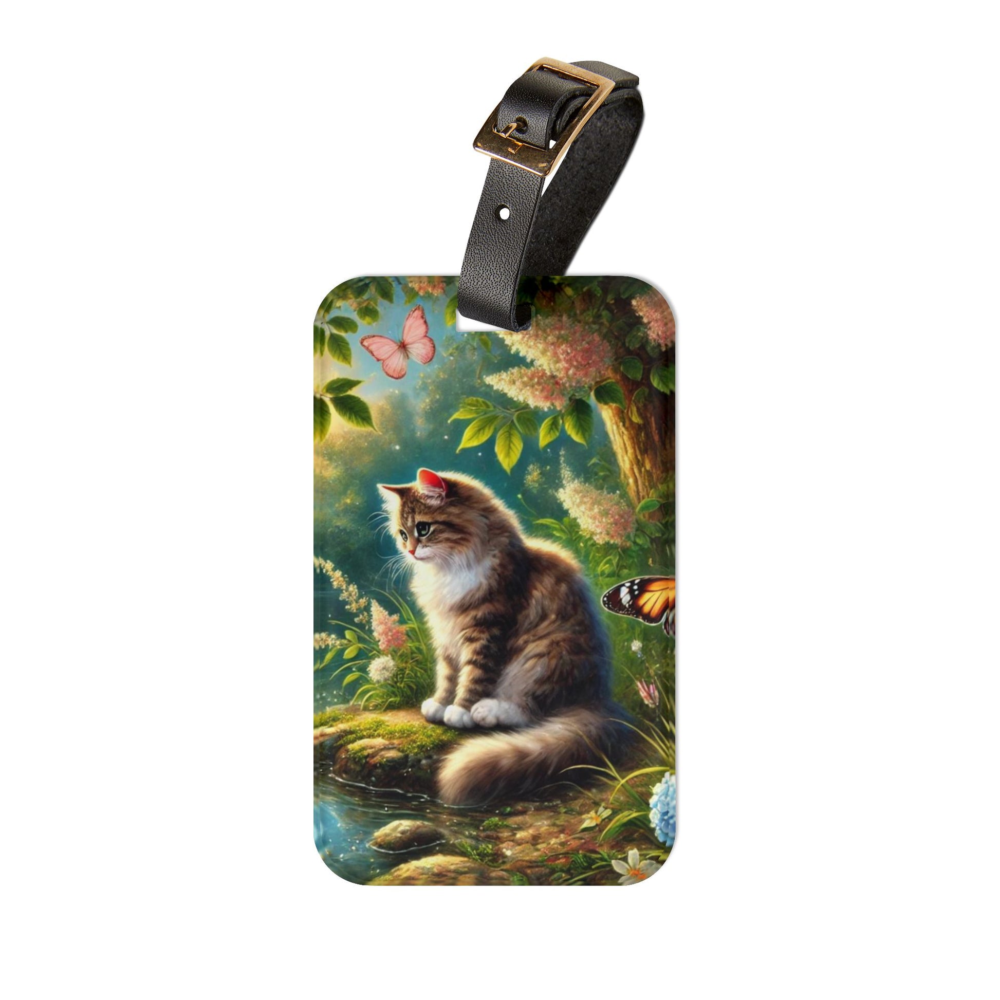 Cat Butterfly Hunter - Luggage Tag - Travel Gift   