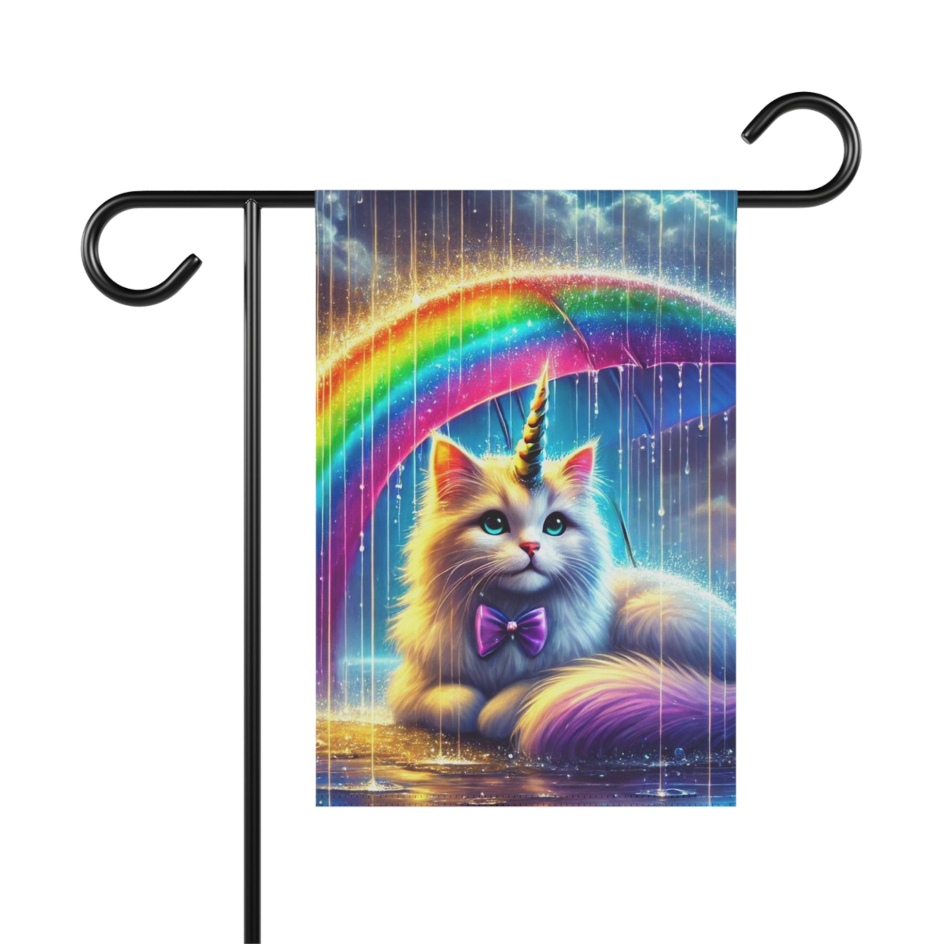 Rainbow Umbrella - Cat Unicorn - Garden & House Banner   