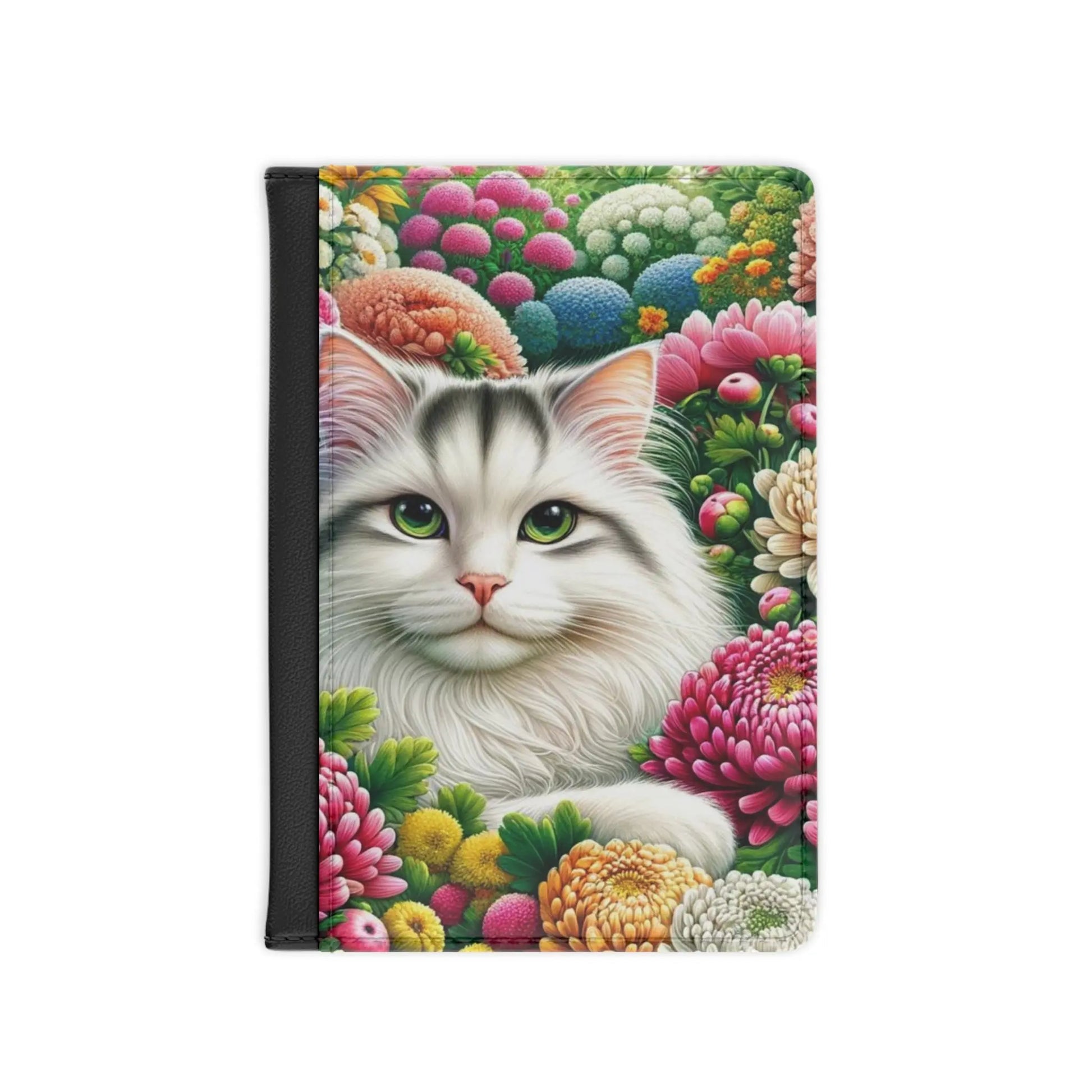 November Birth Flower - Chrysanthemum and Peony.- Cat Lover - Passport Cover - Montecore PawPrints