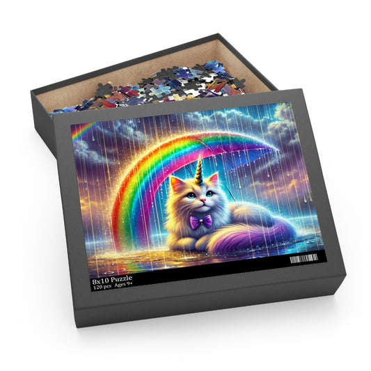 Rainbow Caticorn Magic Puzzle - Cat Unicorn Gift 120, 252, or 500 -piece options   