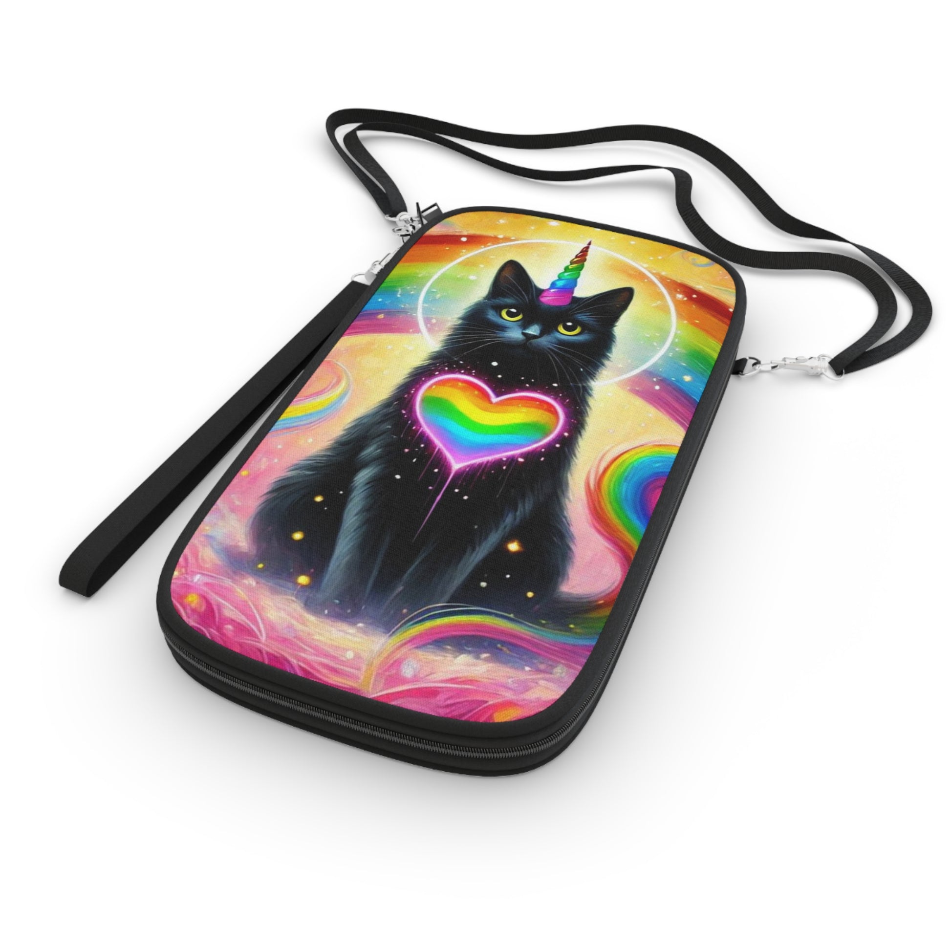 Black Caticorn - Cat Unicorn - Passport Wallet - Travel Gift   